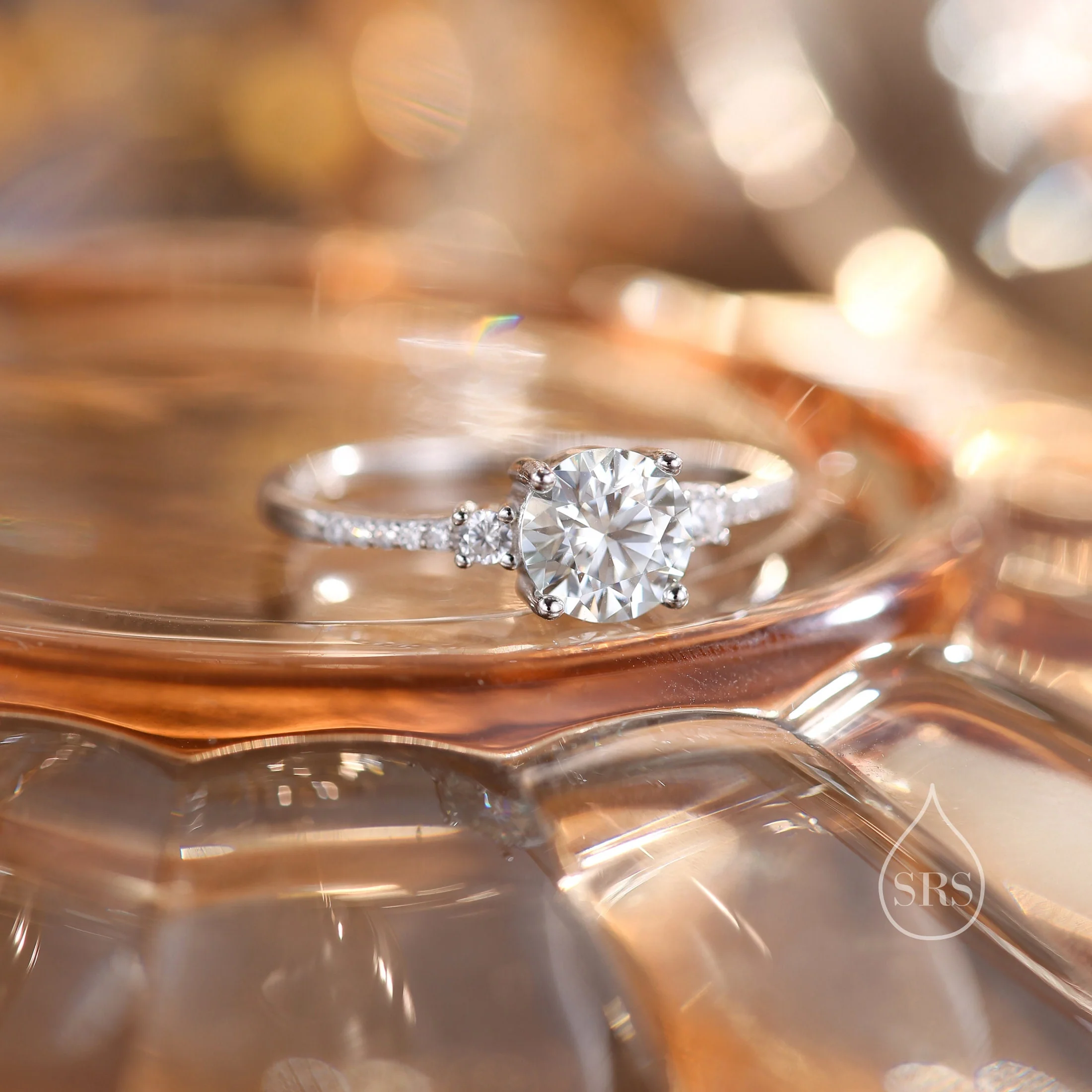 1 Carat Moissanite Ring in Sterling Silver, Silver, Gold or Rose Gold, Moissanite Diamond Ring, Engagement Ring, US 5 - 8 - Image 4