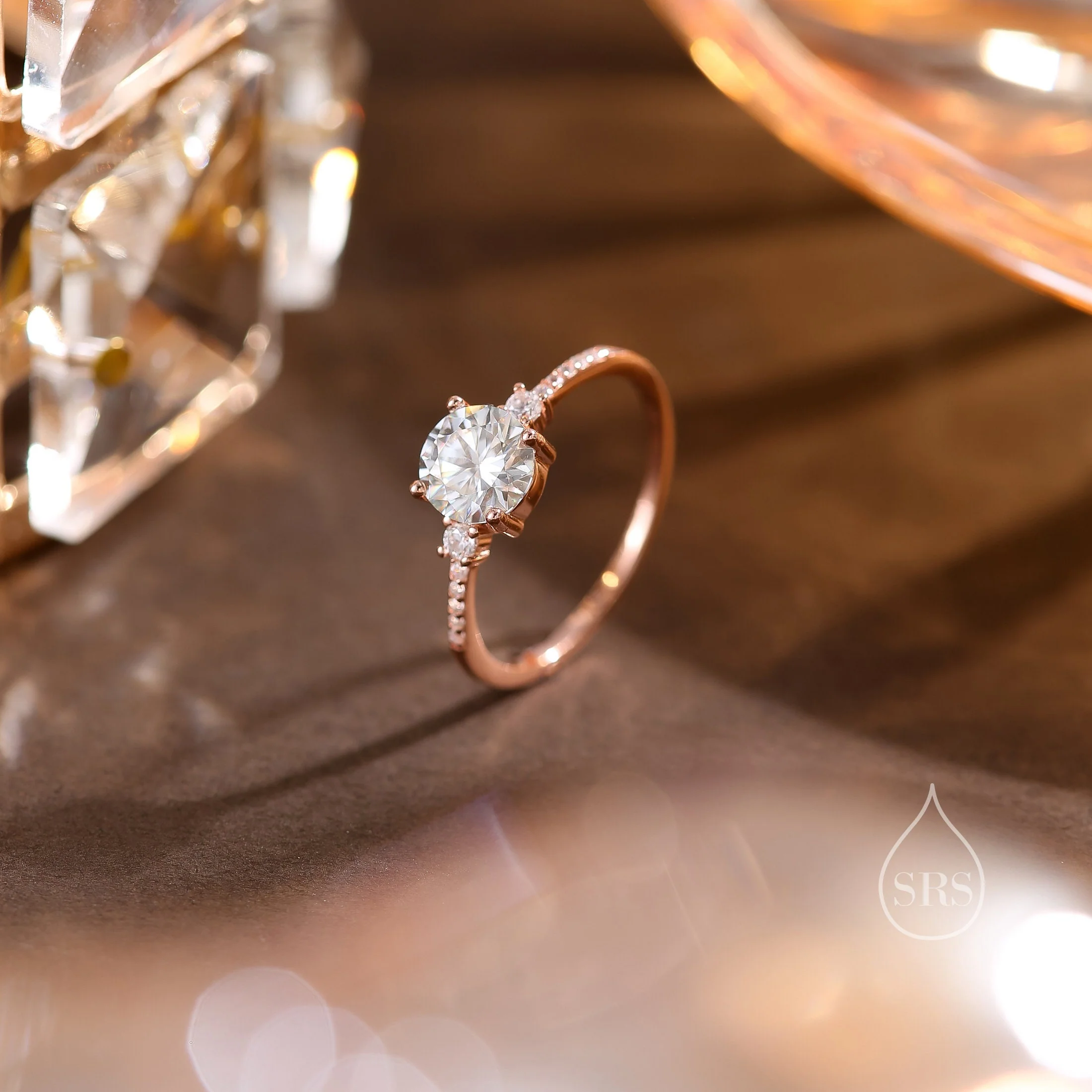 1 Carat Moissanite Ring in Sterling Silver, Silver, Gold or Rose Gold, Moissanite Diamond Ring, Engagement Ring, US 5 - 8 - Image 6