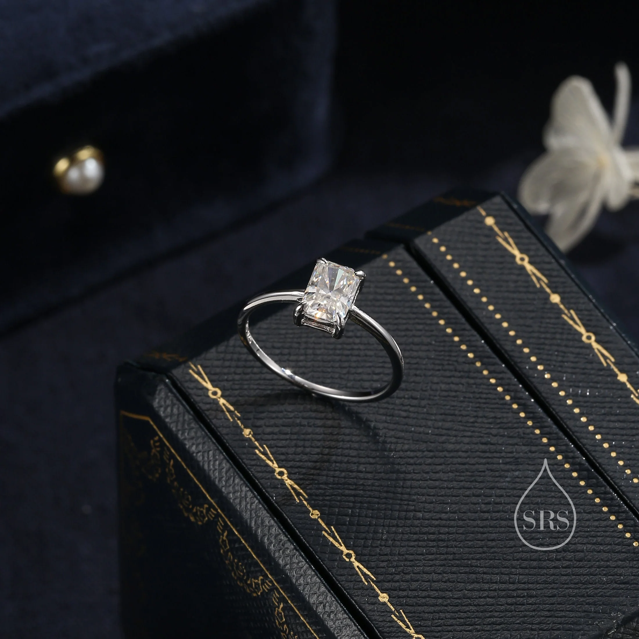 1 Carat Emerald Cut Moissanite Diamond Classic Single Stone Engagement Ring in Sterling Silver, Moissanite Baguette Ring, US 5-8 - Image 3