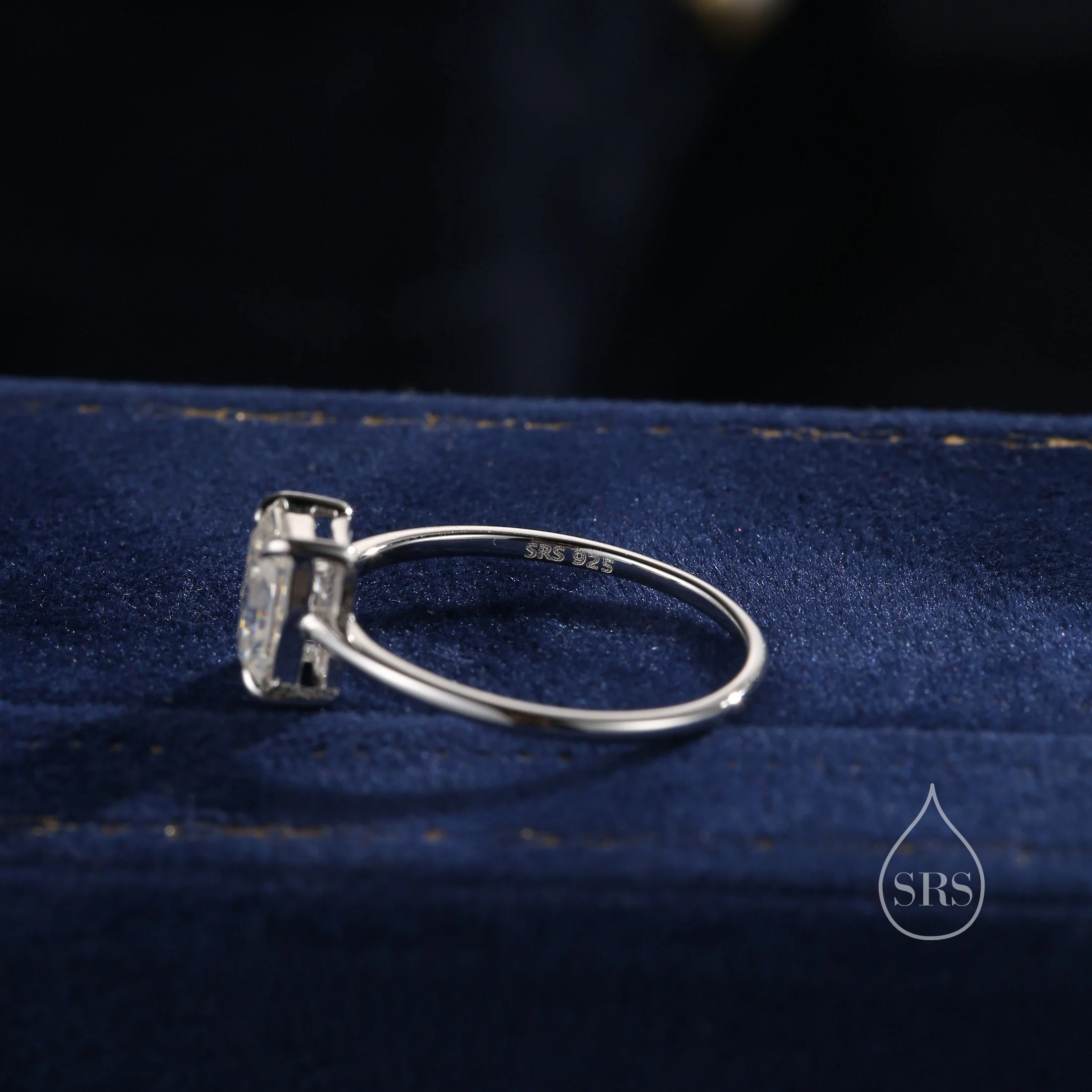 1 Carat Emerald Cut Moissanite Diamond Classic Single Stone Engagement Ring in Sterling Silver, Moissanite Baguette Ring, US 5-8 - Image 4