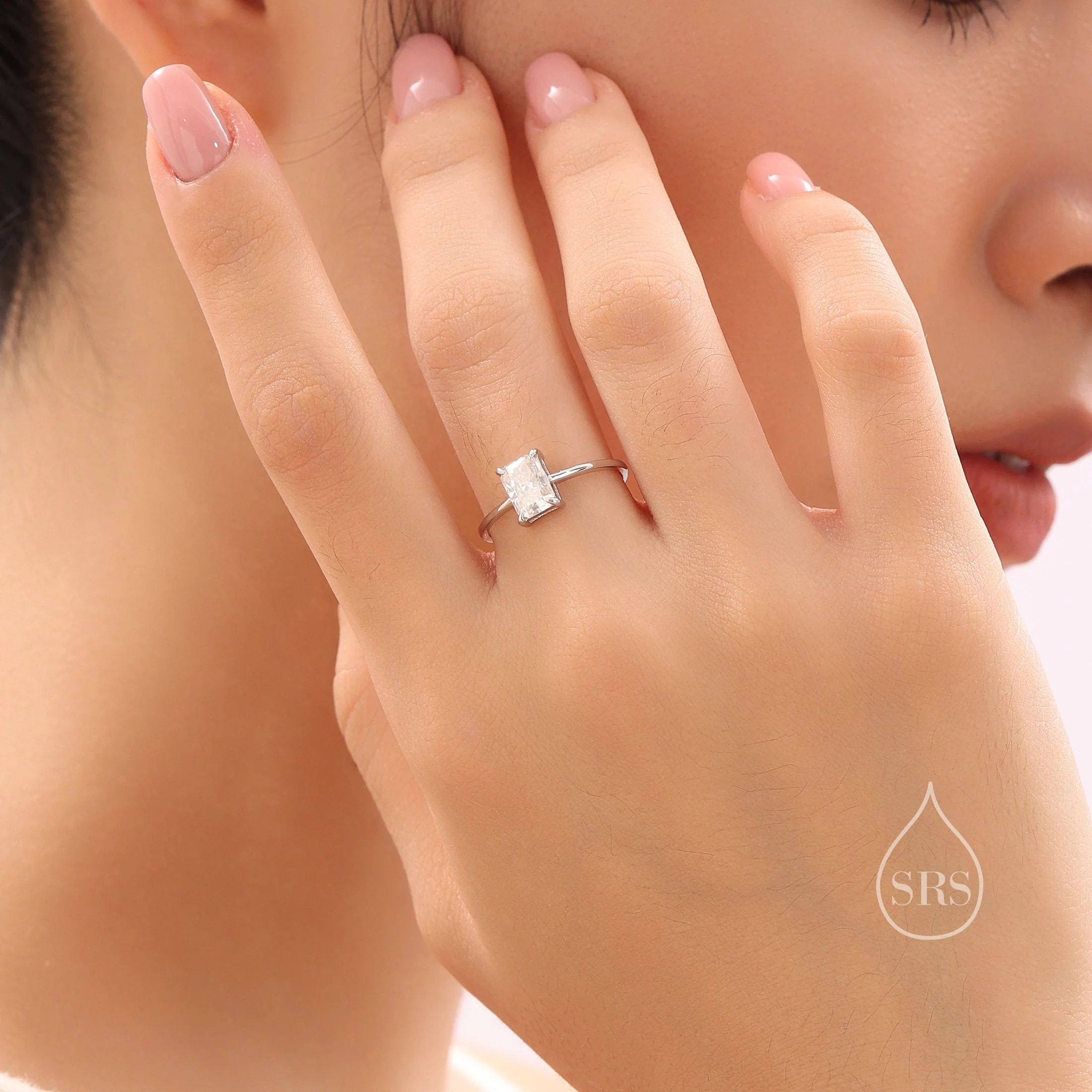 1 Carat Emerald Cut Moissanite Diamond Classic Single Stone Engagement Ring in Sterling Silver, Moissanite Baguette Ring, US 5-8 - Image 5
