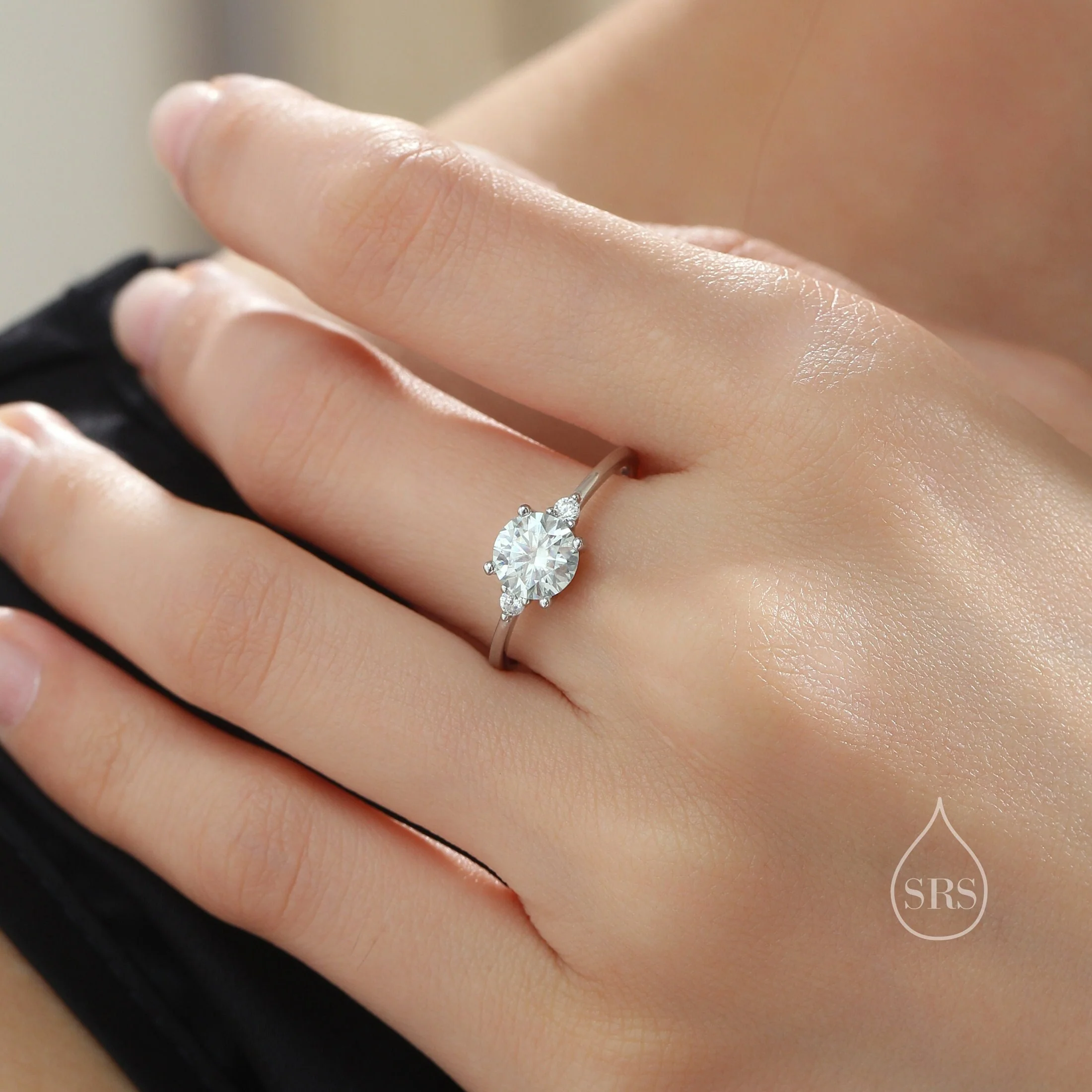 1 Carat Moissanite Diamond Classic Single Stone Engagement Ring in Sterling Silver, Genuine 1ct Brilliant Cut Moissanite Diamond, US 5-8 - Image 2