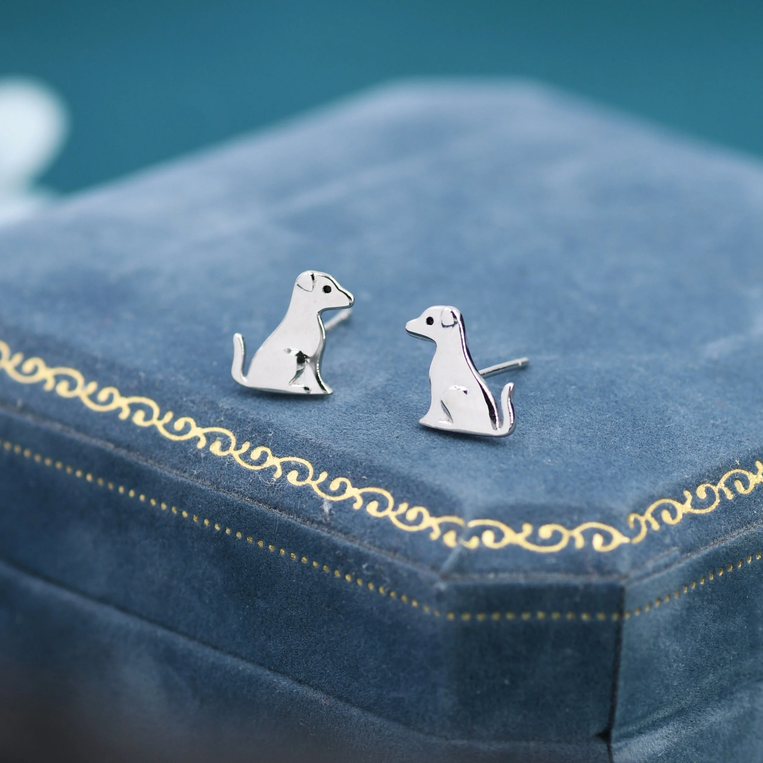Cute Puppy Dog Stud Earrings in Sterling Silver, Sitting Puppy Earrings,  Nature Inspired Animal Earrings, Pet, Terrier, Jack Russell - Image 5
