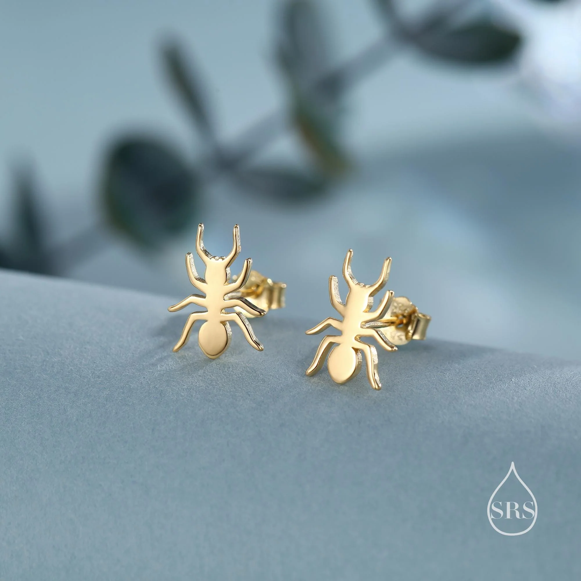 2D Ant Stud Earrings in Sterling Silver, Silver or Gold or Rose Gold, Ant Insect Animal Earrings, Nature Inspired - Image 4