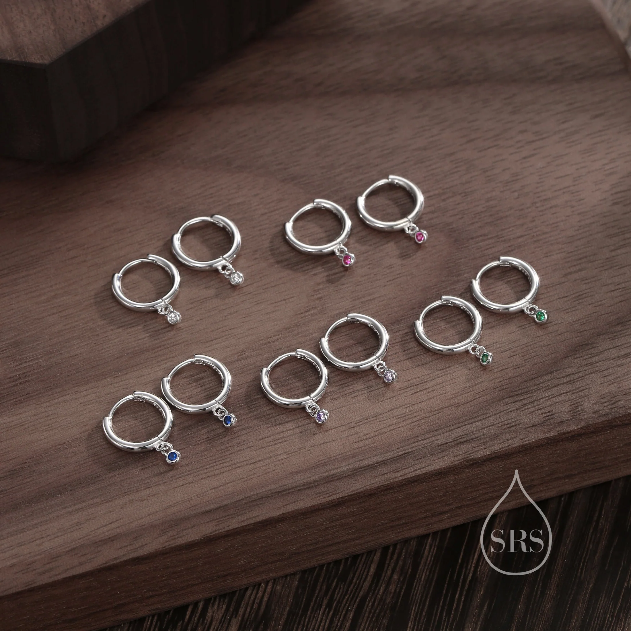 2mm Emerald Green Huggie Hoop Earrings in Sterling Silver, Silver or Gold, Extra Tiny CZ Hoops - Image 6