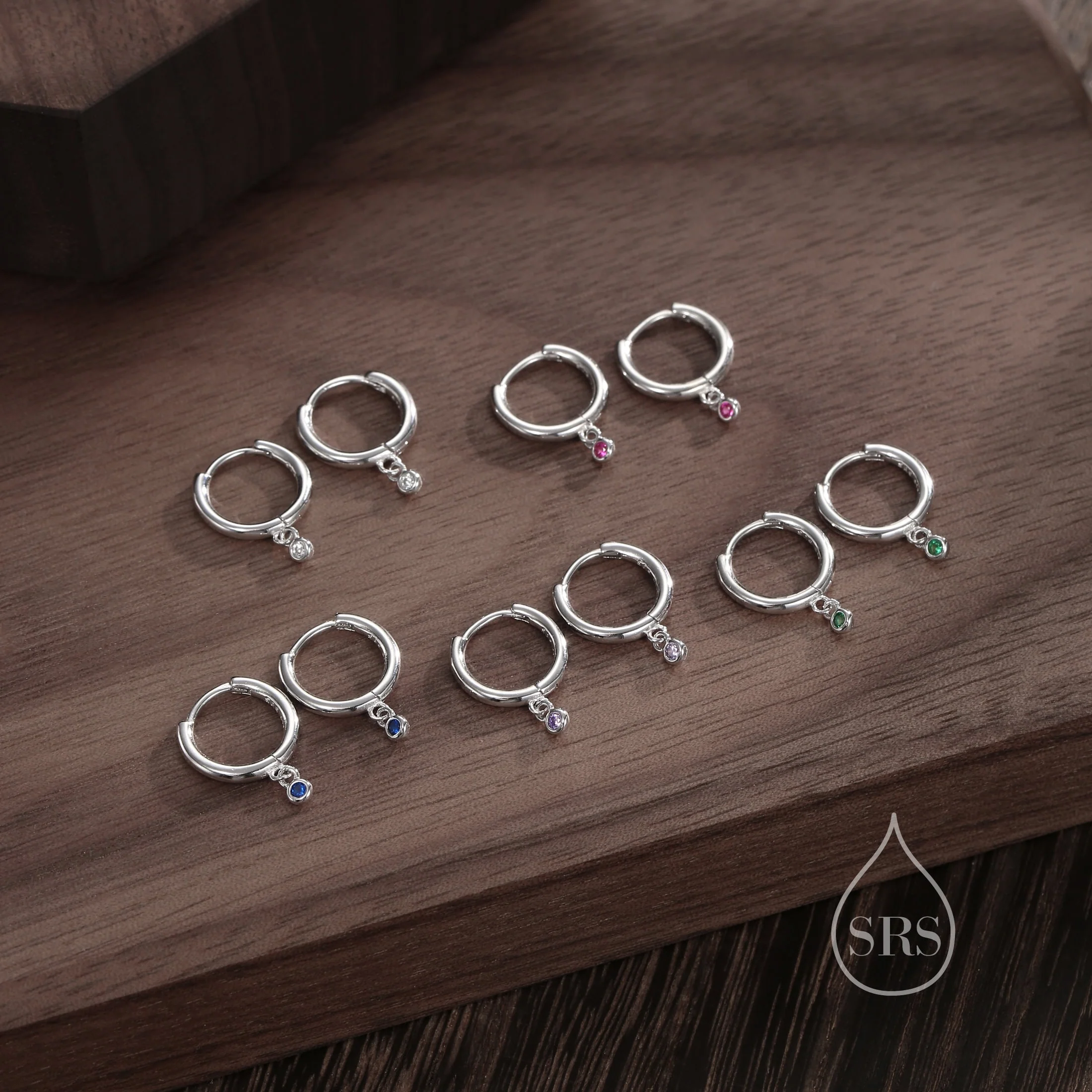 2mm Ruby Red Huggie Hoop Earrings in Sterling Silver, Silver or Gold, Extra Tiny CZ Hoops - Image 6