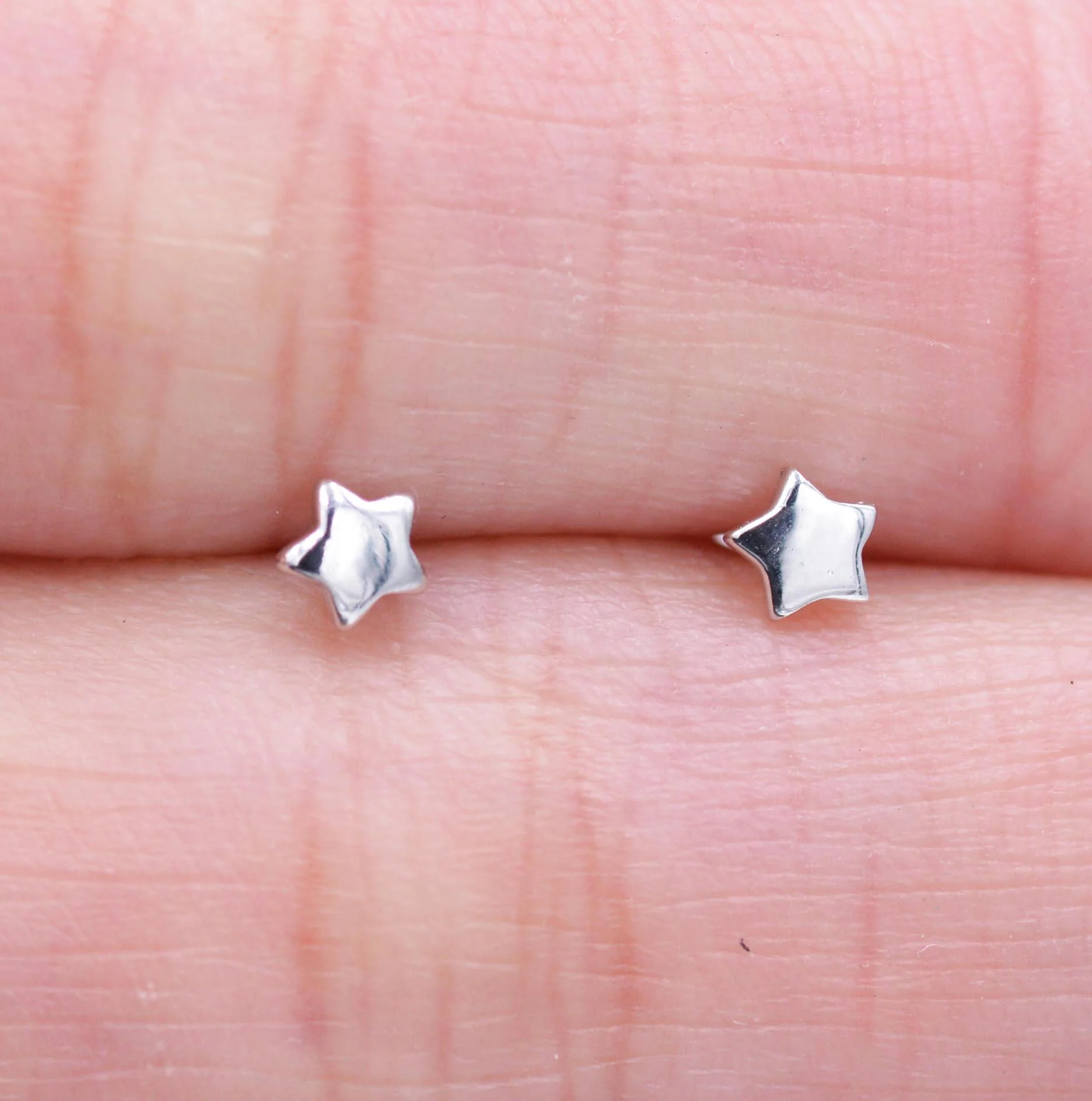 Sterling Silver Very Tiny Little Star Stud Earrings, Barely Visible, Minimalist, Geometric, Cute and Fun Jewellery - Image 7