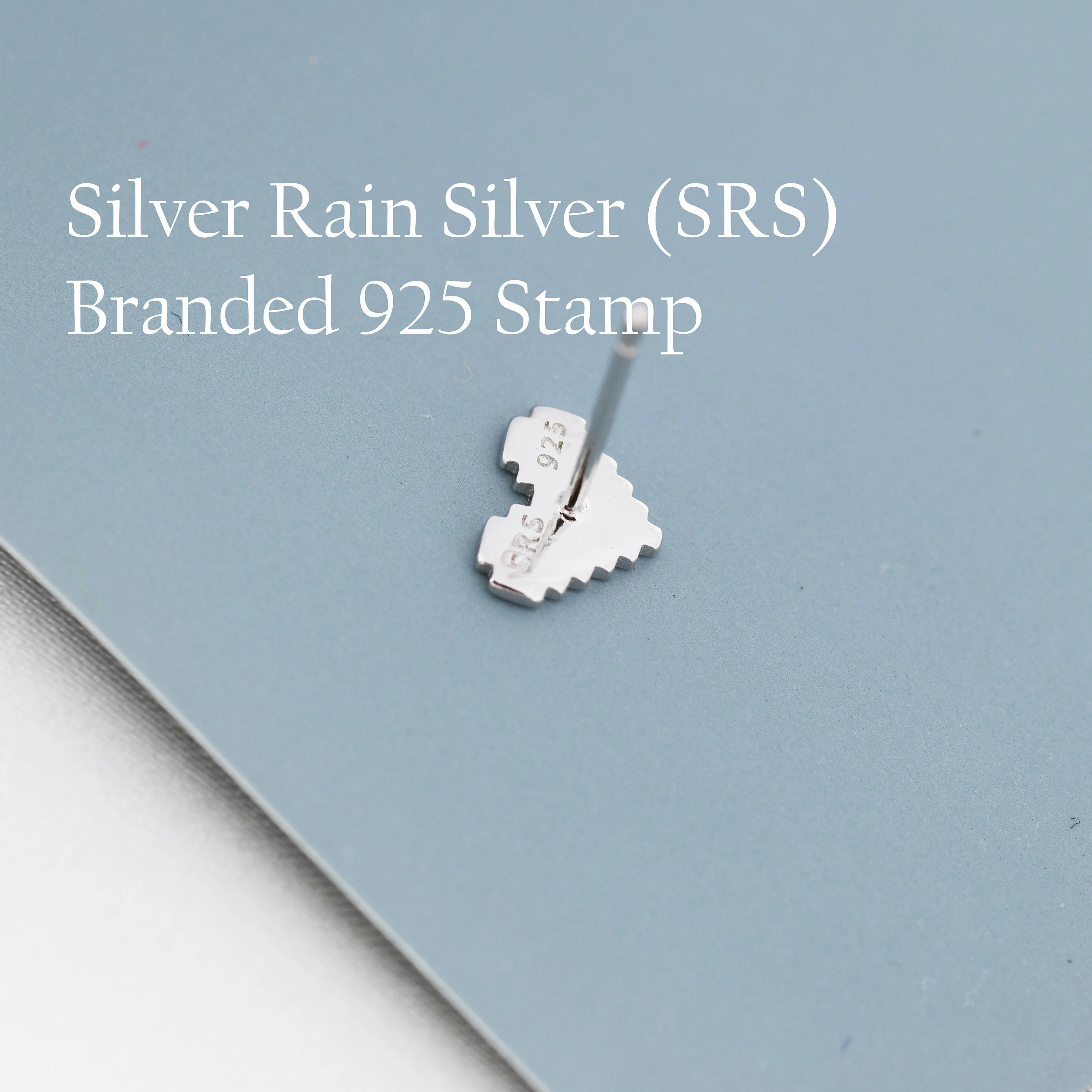 8 Bit Pixel Heart Stud Earrings in Sterling Silver, Silver, Gold or Rose Gold over Sterling Silver, 8-bit, Pixel Heart Earrings - Image 9