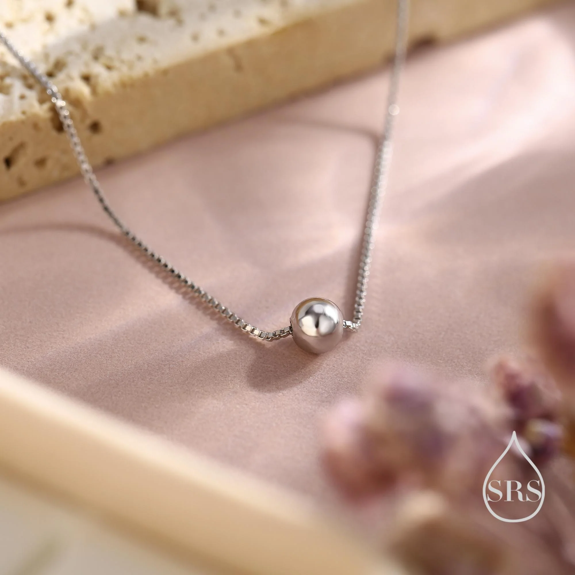Single Bead Collar Necklace in Sterling Silver,  Silver Gold or Rose Gold, Minimalist Ball Choker Necklace, Simple Choker Necklace - Image 10