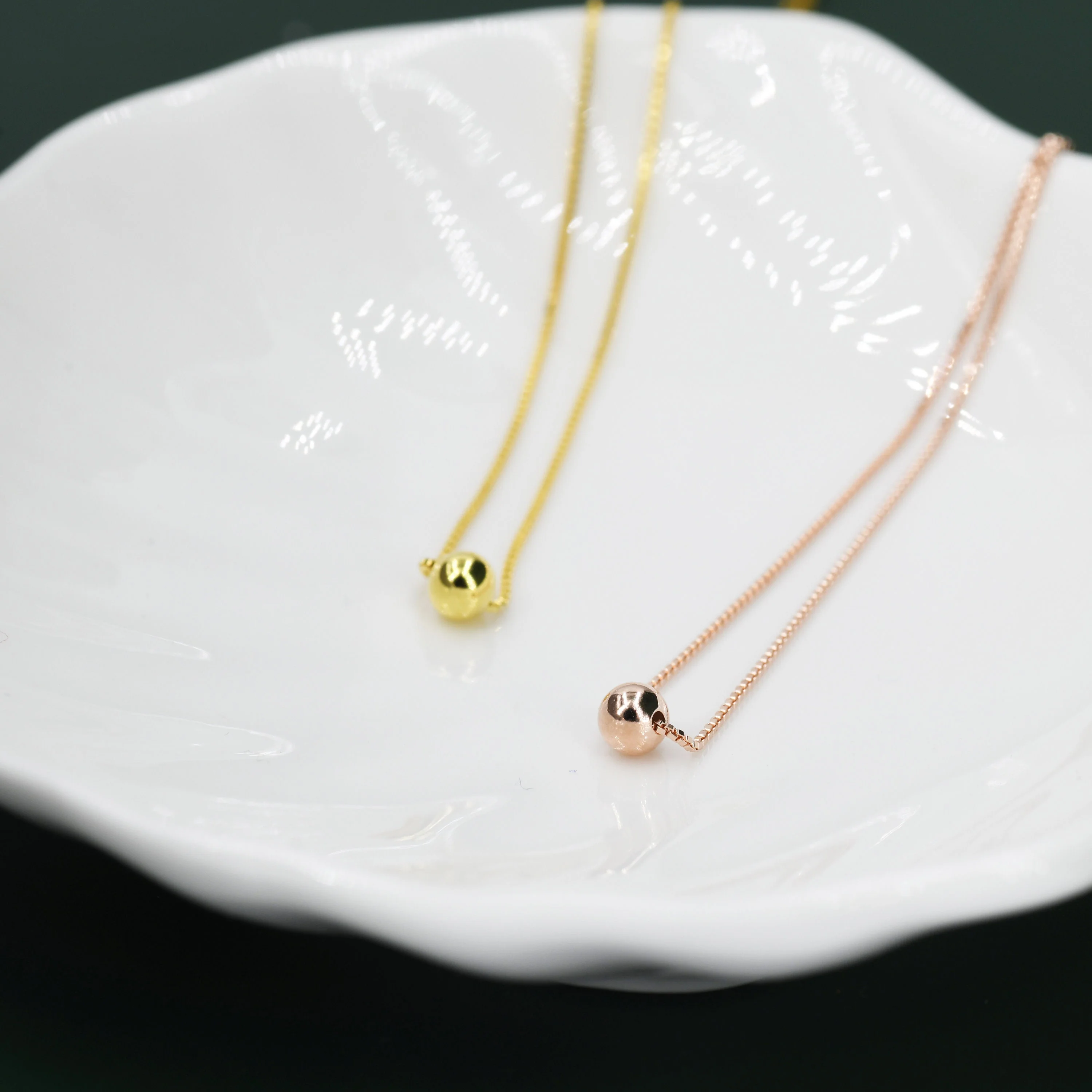 Single Bead Collar Necklace in Sterling Silver,  Silver Gold or Rose Gold, Minimalist Ball Choker Necklace, Simple Choker Necklace - Image 3