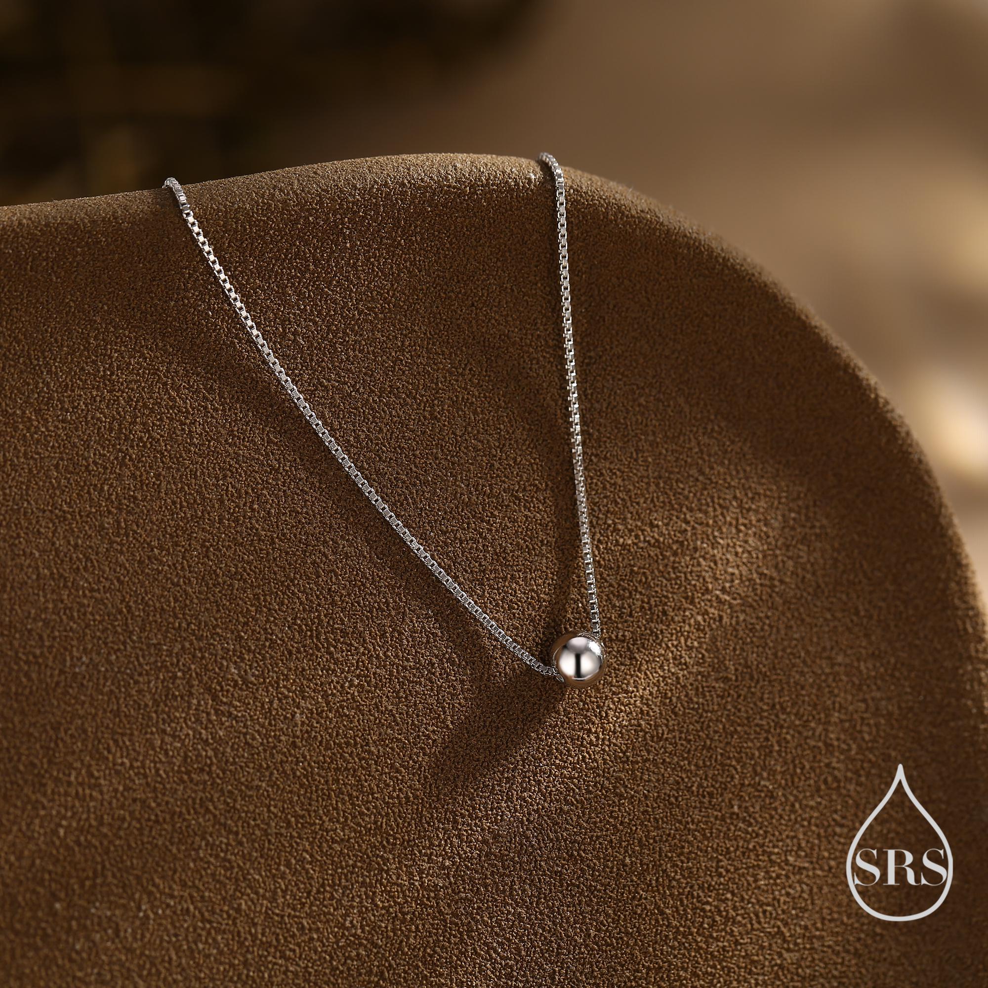 Single Bead Collar Necklace in Sterling Silver,  Silver Gold or Rose Gold, Minimalist Ball Choker Necklace, Simple Choker Necklace - Image 5
