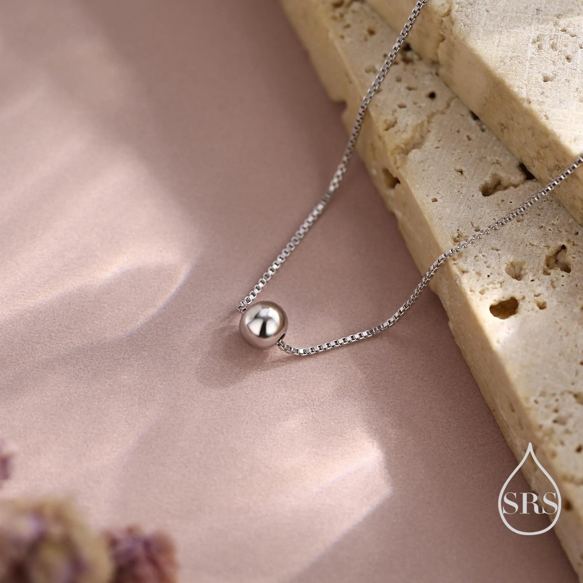 Single Bead Collar Necklace in Sterling Silver,  Silver Gold or Rose Gold, Minimalist Ball Choker Necklace, Simple Choker Necklace - Image 9