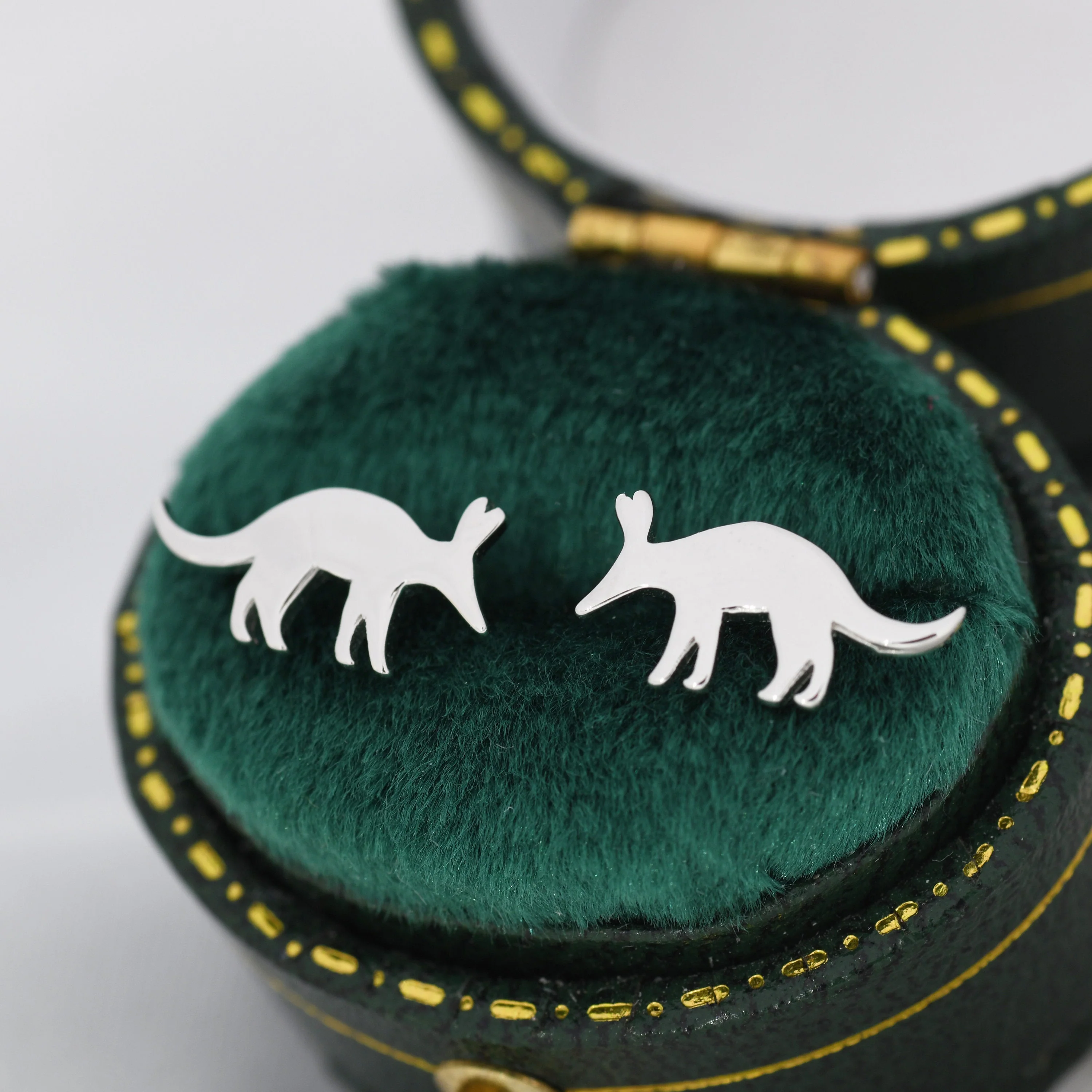 Aardvark Stud Earrings in Sterling Silver, Silver or Gold, Nature Inspired Animal Design - Image 3