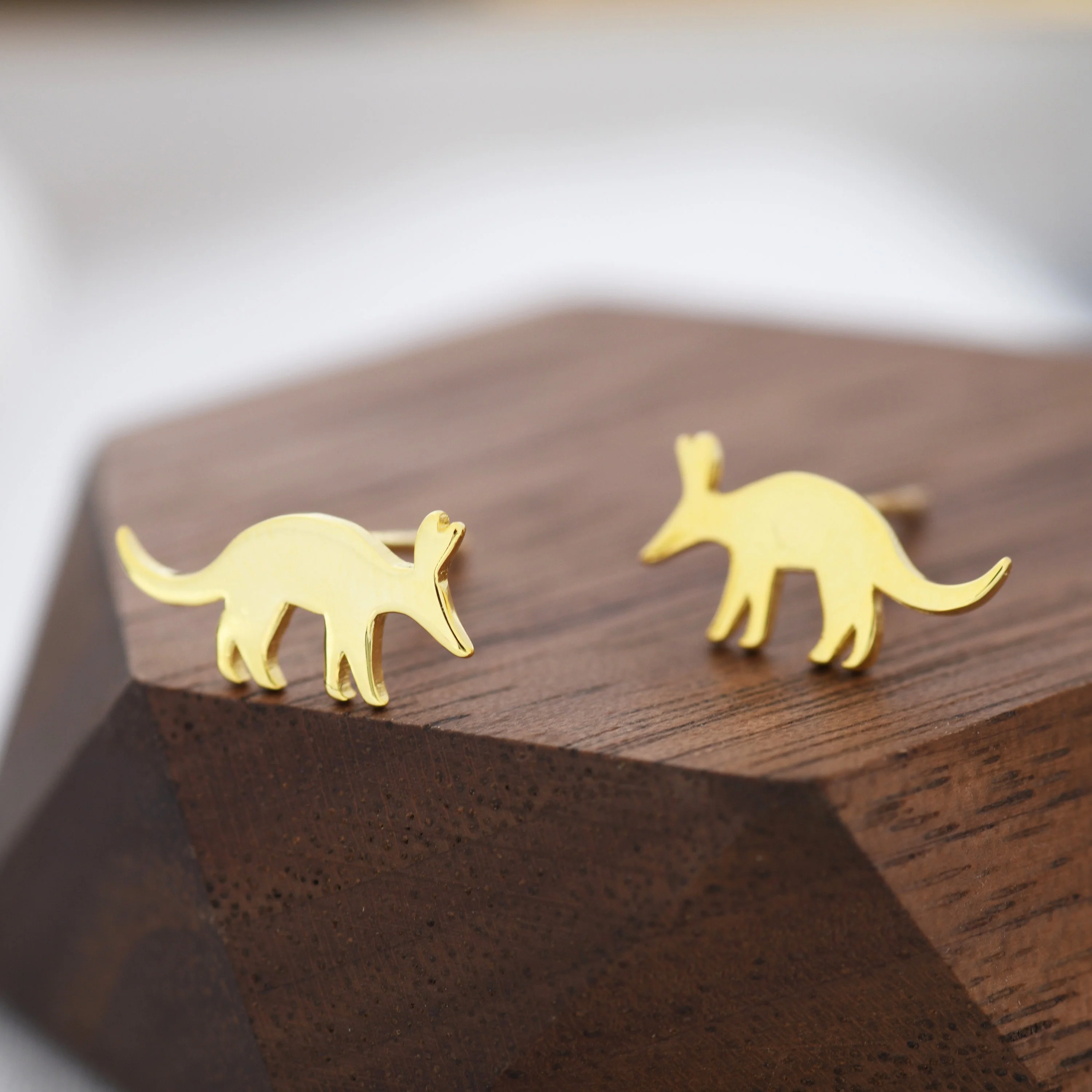 Aardvark Stud Earrings in Sterling Silver, Silver or Gold, Nature Inspired Animal Design - Image 6