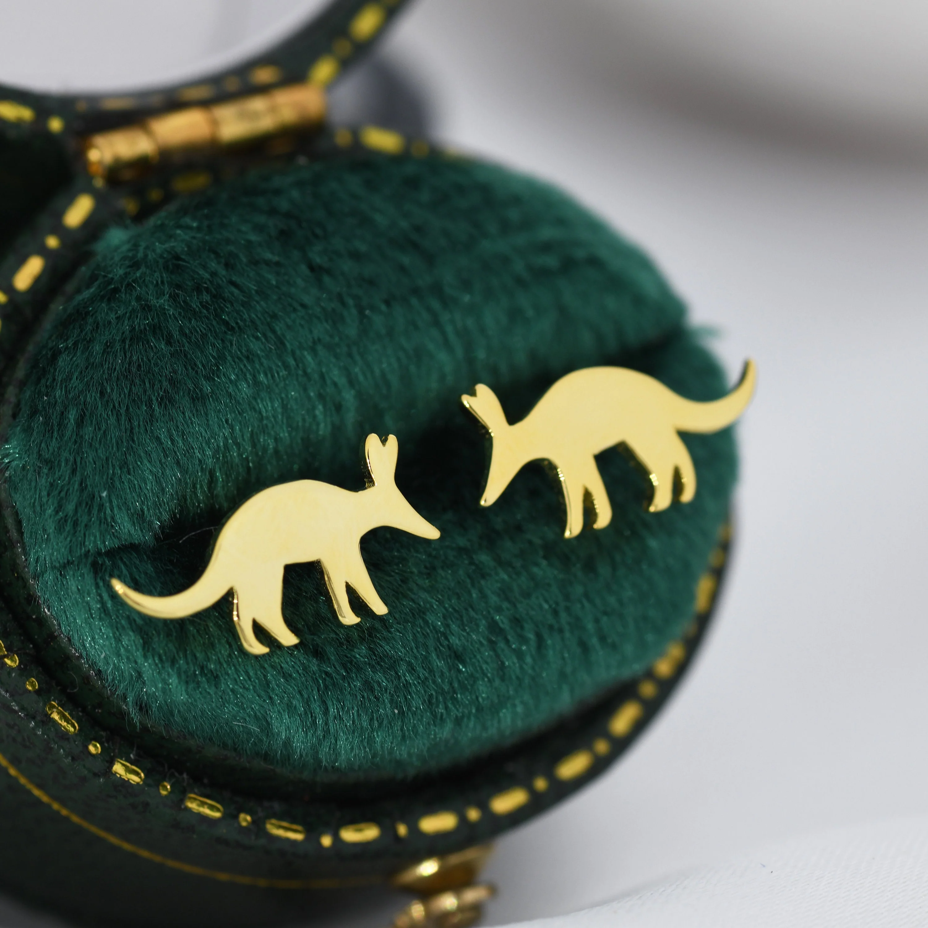 Aardvark Stud Earrings in Sterling Silver, Silver or Gold, Nature Inspired Animal Design - Image 7