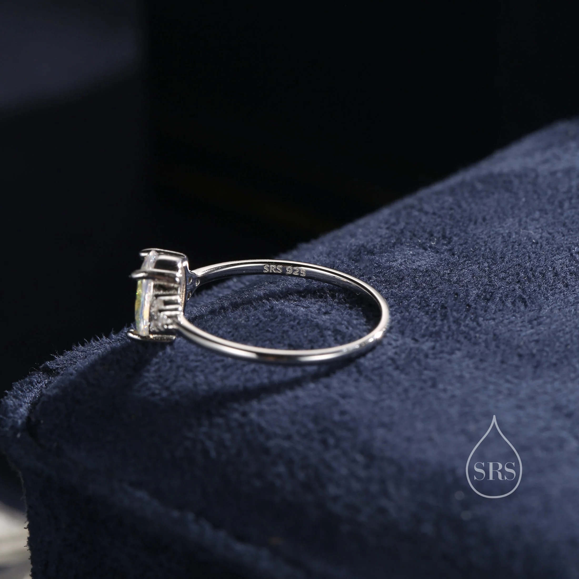 AB Auroral CZ Oval Ring in Sterling Silver, Colour Changing Crystal Ring, Vintage Inspired Design, US 5 - 8 - Image 4