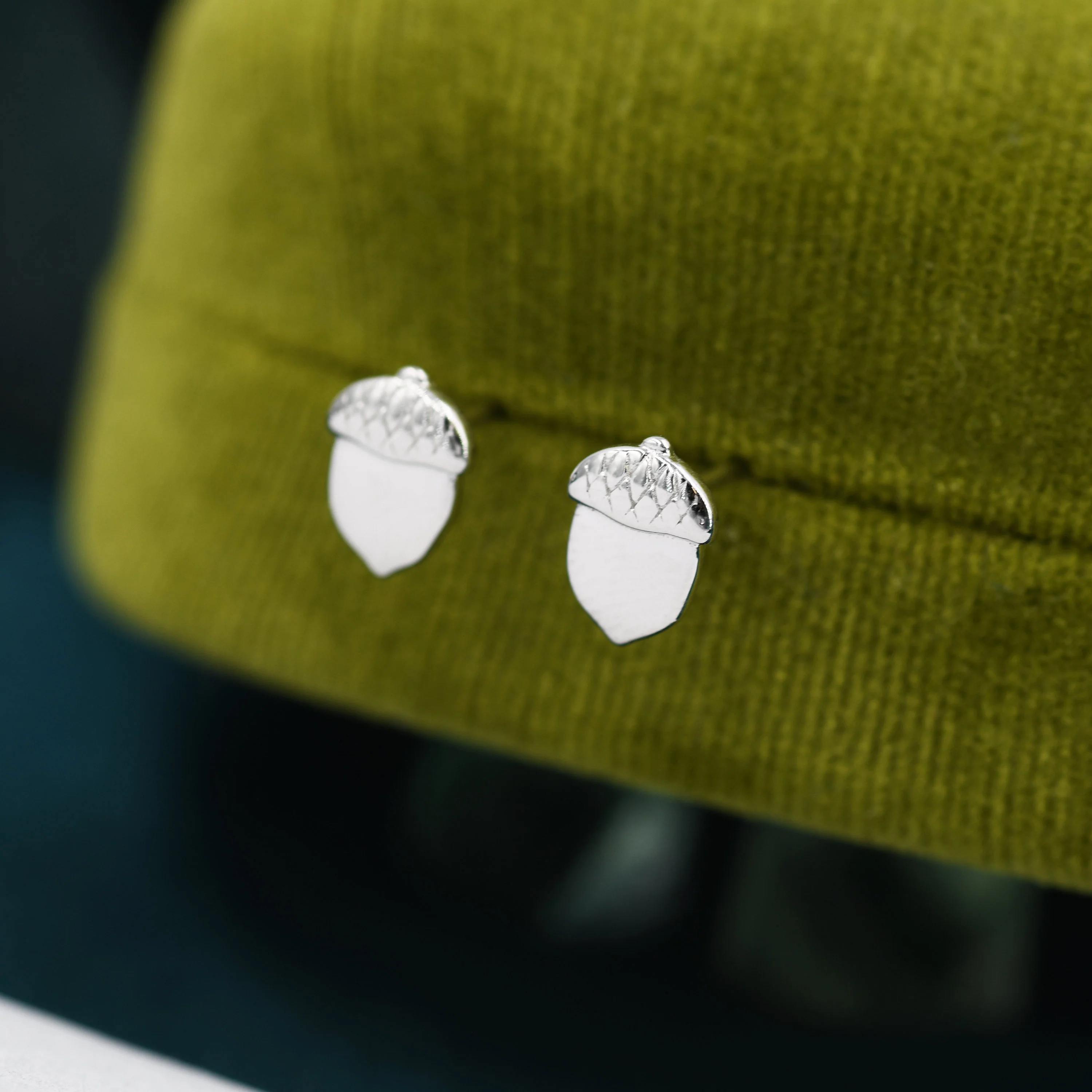 Acorn Stud Earrings in Sterling Silver, Silver or Gold, Acorn Nut Earrings - Image 3