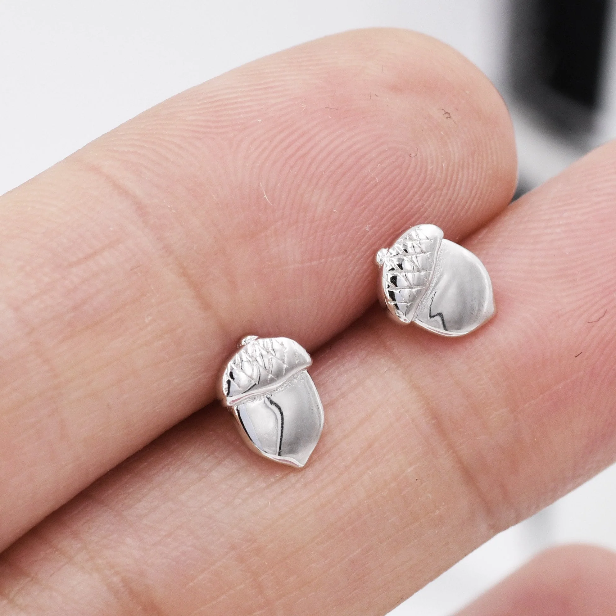 Acorn Stud Earrings in Sterling Silver, Silver or Gold, Acorn Nut Earrings - Image 7