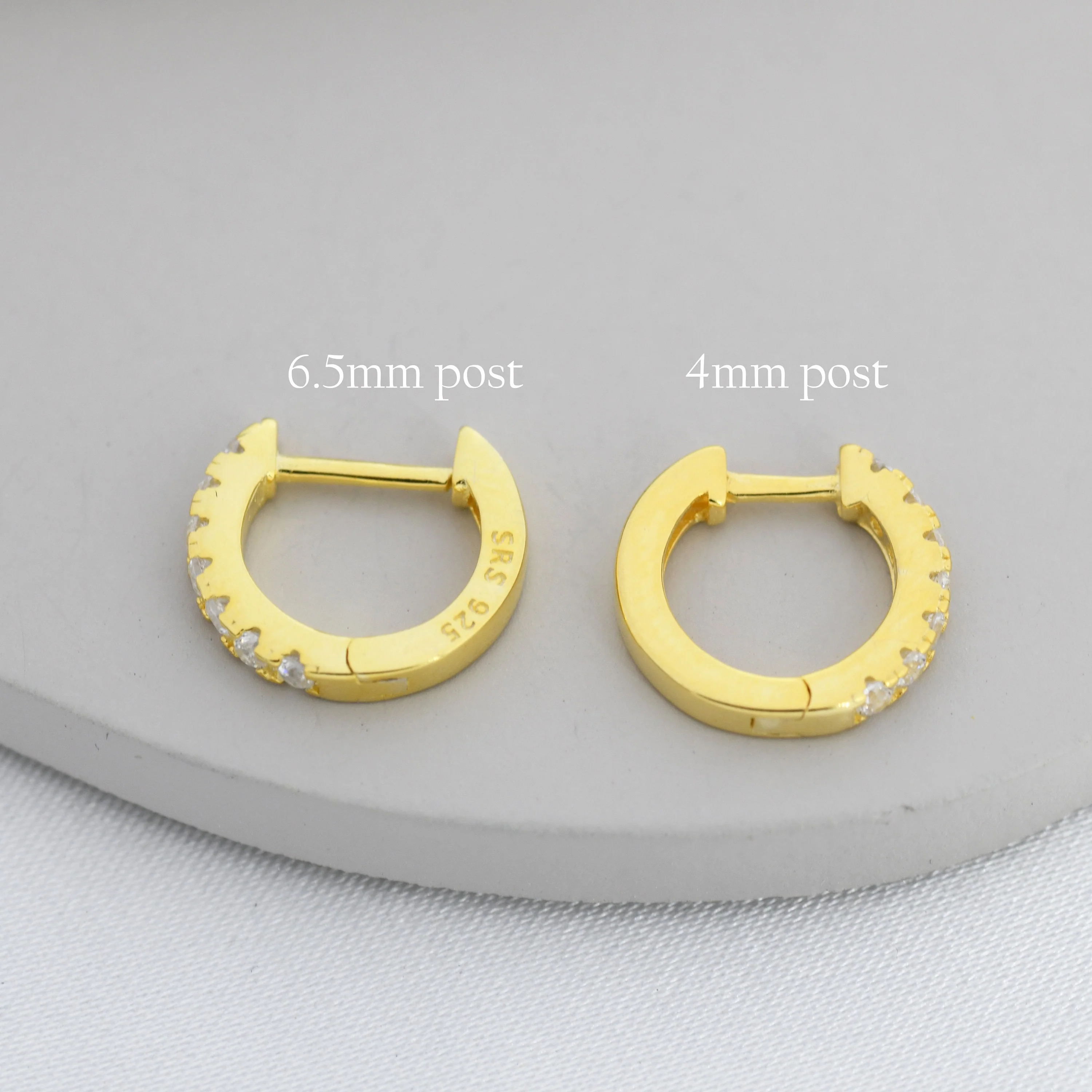 Amethyst Purple Ombre CZ Huggie Hoops in Sterling Silver, Silver or Gold, Minimalist Hoop Earrings, 8mm Hoops, cartilage hoops, Gradient - Image 6