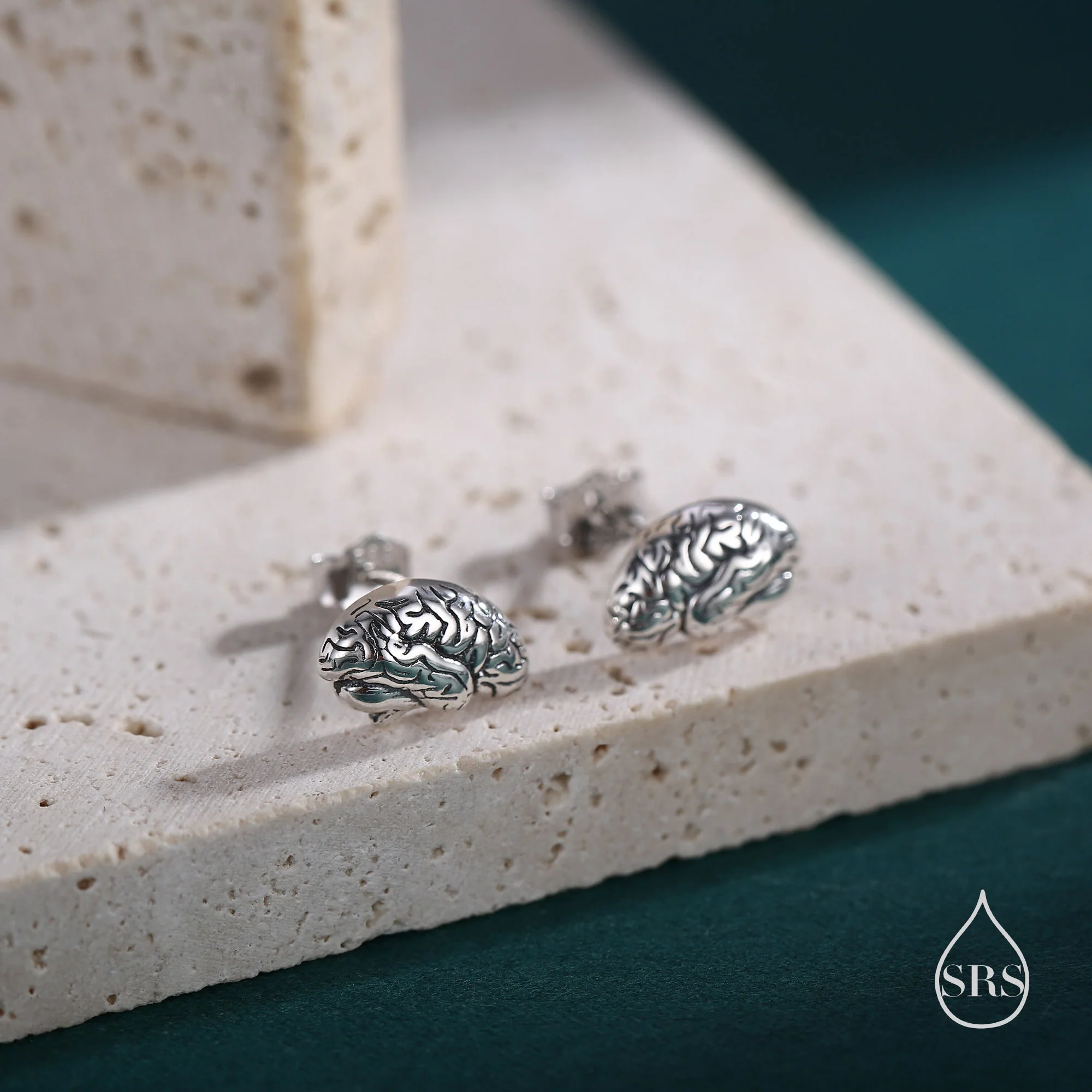 Anatomical Brain Stud Earrings in Sterling Silver, Silver or Gold or Rose Gold, Science Jewellery, Science Earrings, Biology Jewellery - Image 3