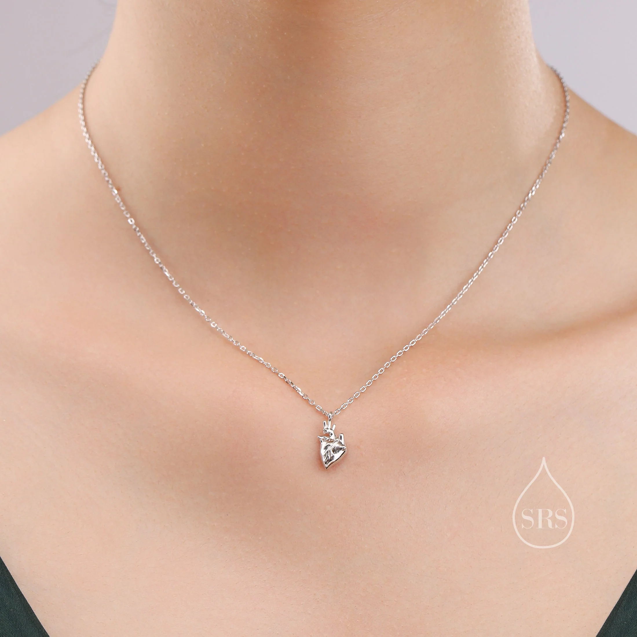 Anatomical Heart Pendant Necklace Sterling Silver, Silver or Gold, Beating Heart Necklace, Realistic Heart Necklace, Gothic and Punk - Image 3
