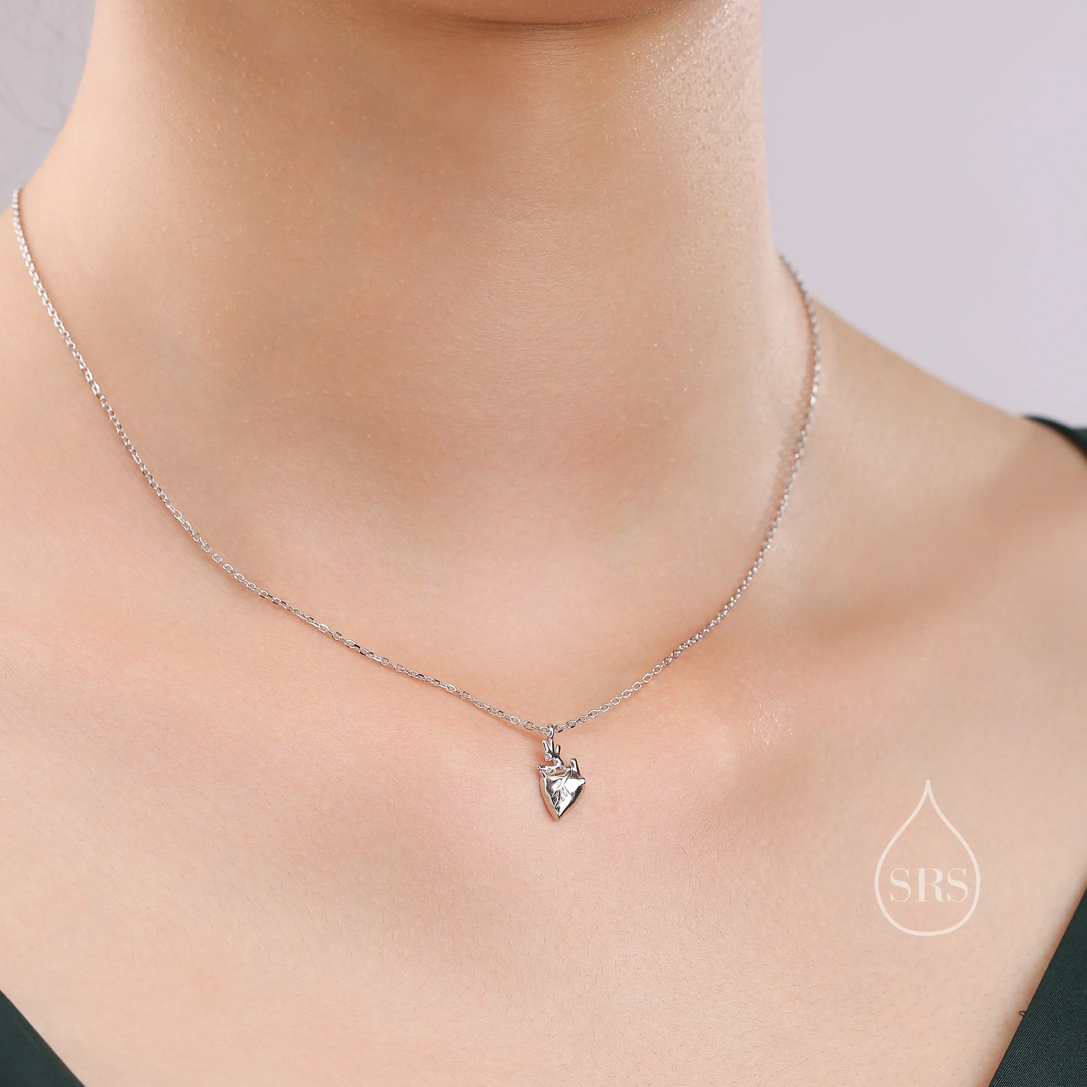 Anatomical Heart Pendant Necklace Sterling Silver, Silver or Gold, Beating Heart Necklace, Realistic Heart Necklace, Gothic and Punk - Image 4