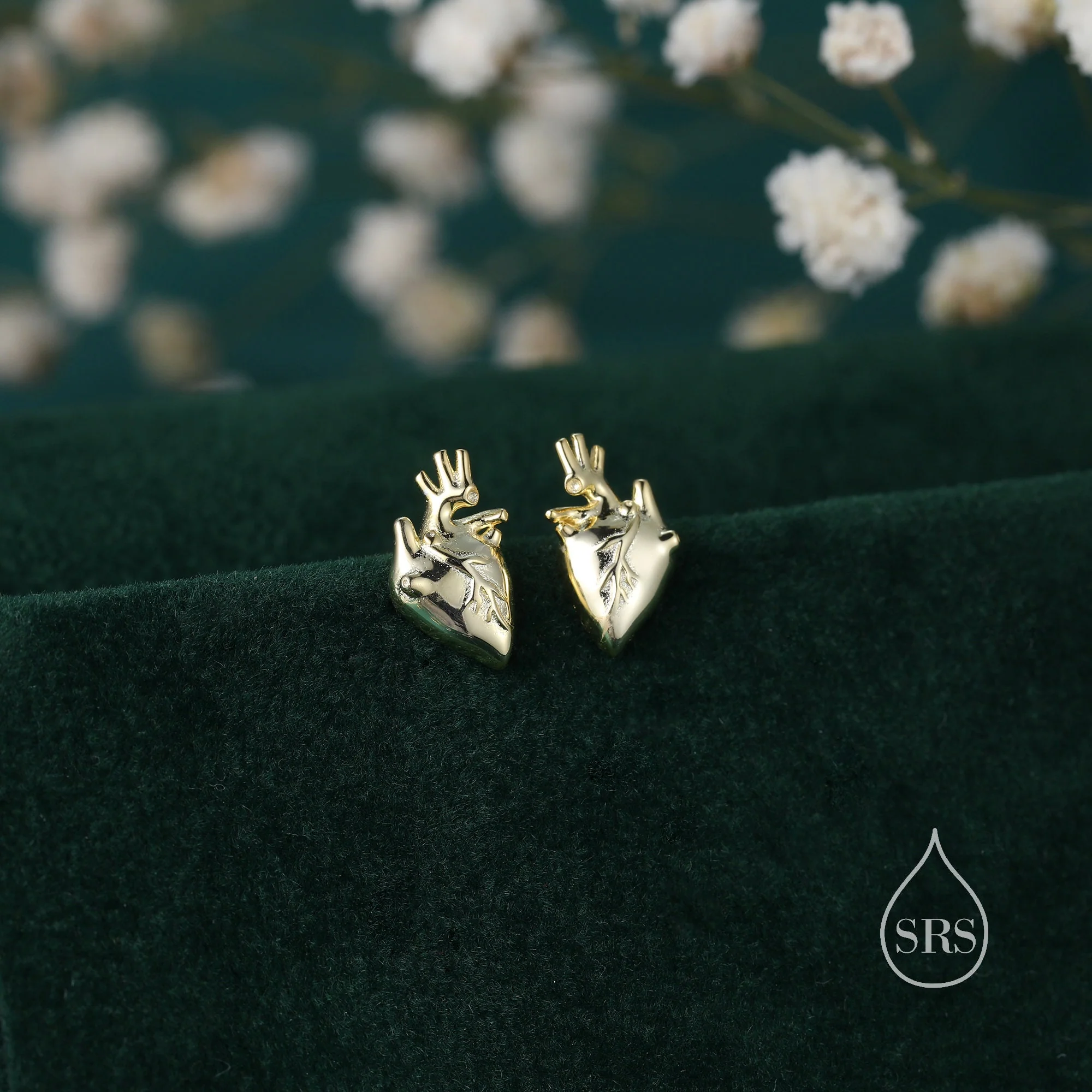 Anatomical Heart Stud Earrings in Sterling Silver, Silver, Gold or Rose Gold, Beating Heart Earrings, Heart Earrings, Gothic and Punk - Image 8