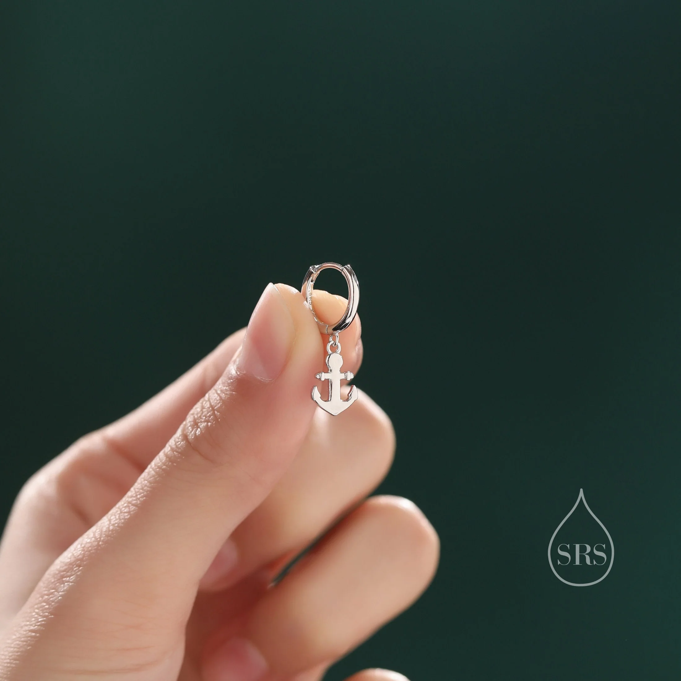 Anchor Huggie Hoop Earrings in Sterling Silver, Silver or Gold or Rose Gold, Tiny Anchor Earrings, Nautical Ocean Theme Earrings - Image 2