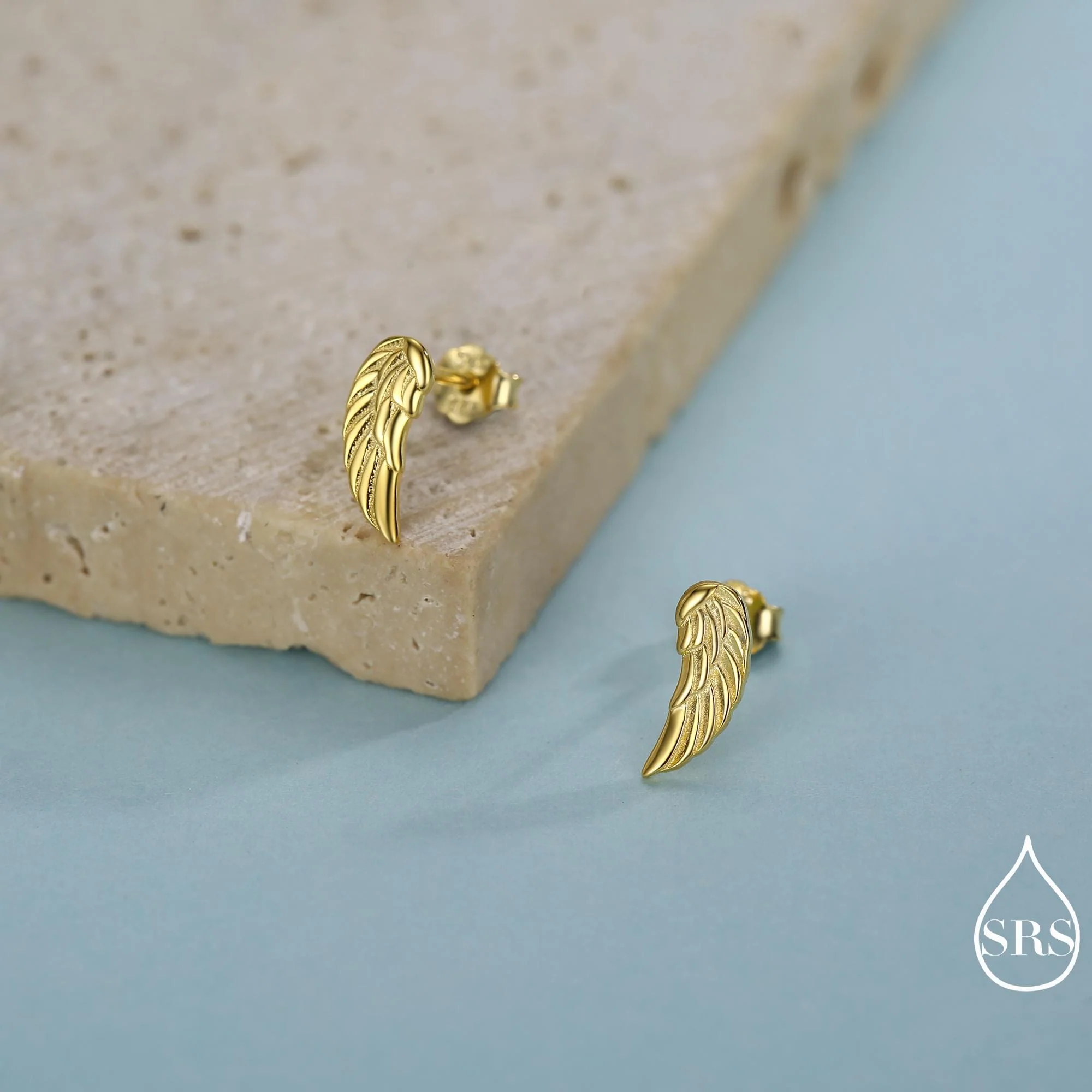 Angel Wings Stud Earrings in Sterling Silver, Feather Earrings, Silver Wing Earrings - Image 7