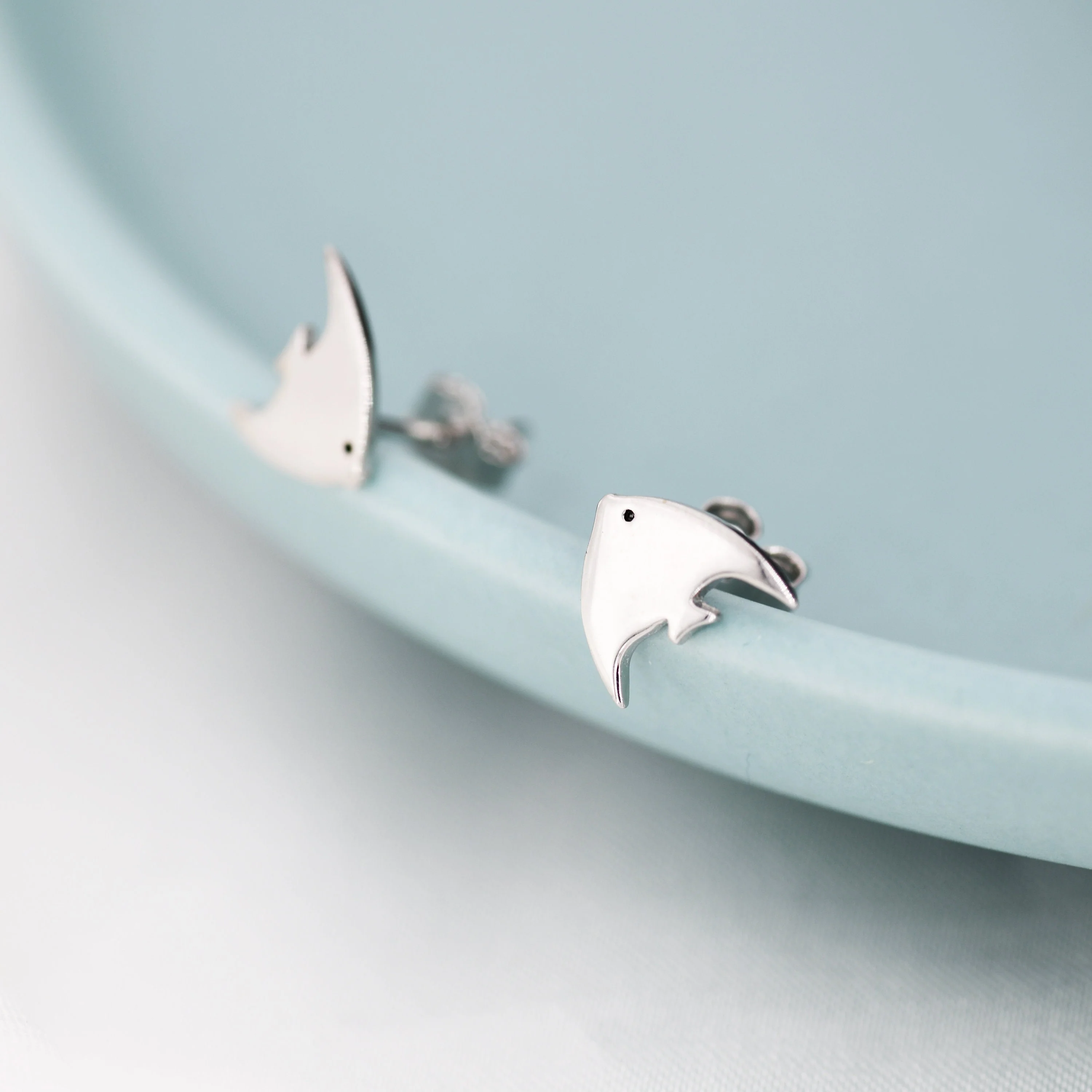 Angelfish Stud Earrings in Sterling Silver, Tropical Fish Earrings, Nature Inspired Animal Earrings - Image 5