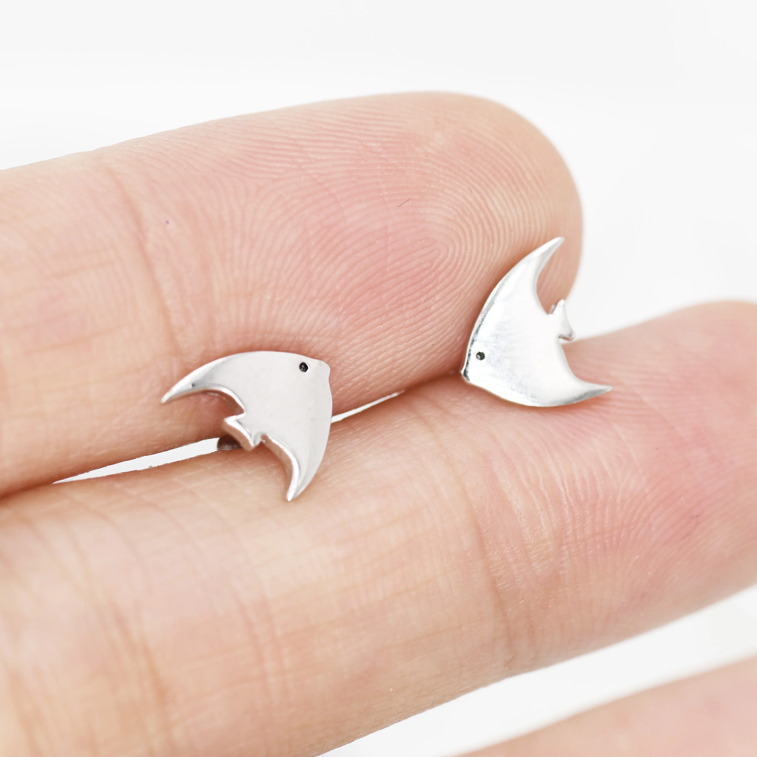 Angelfish Stud Earrings in Sterling Silver, Tropical Fish Earrings, Nature Inspired Animal Earrings - Image 6