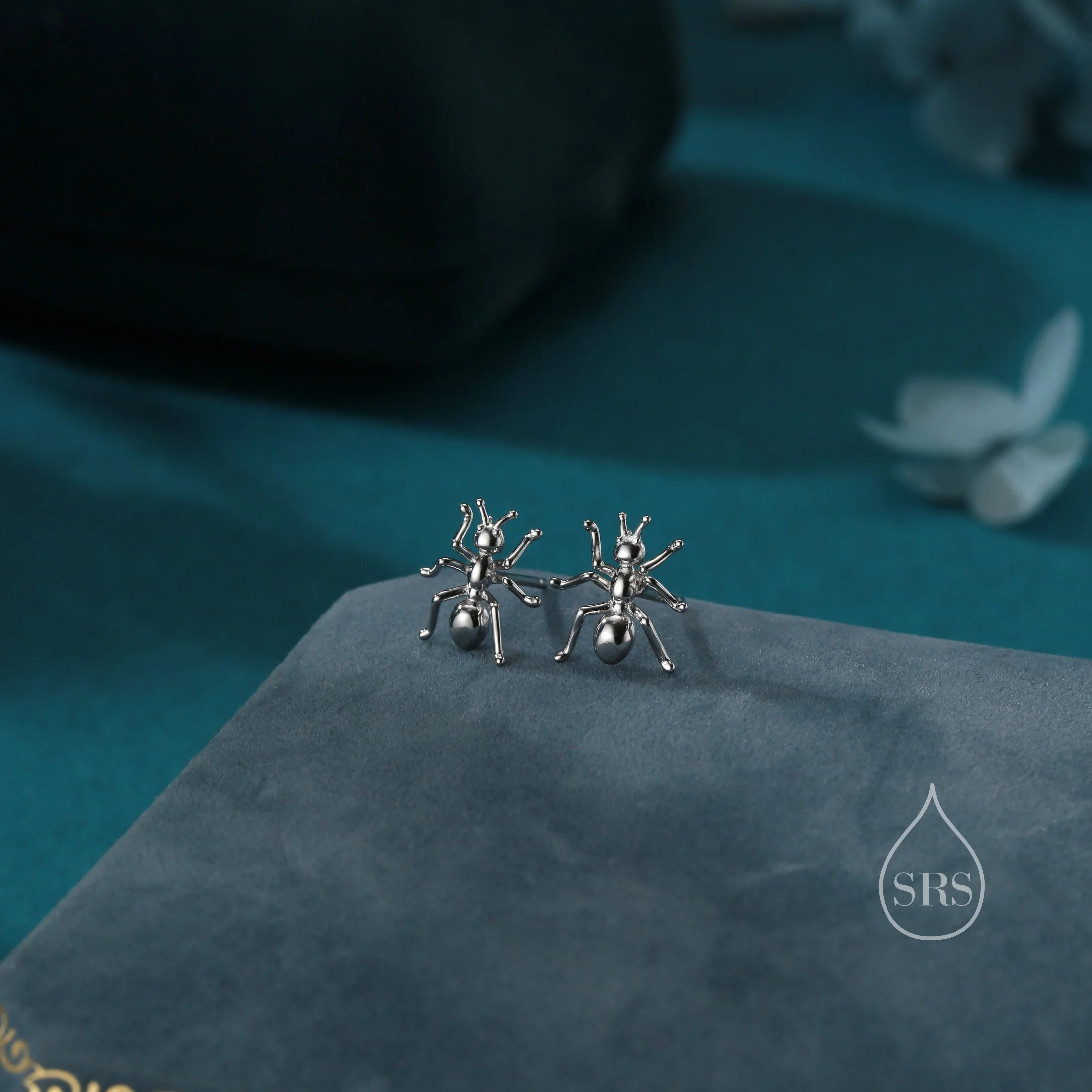 Ant Stud Earrings in Sterling Silver, Silver or Gold or Rose Gold, Ant Insect Animal Earrings, Nature Inspired - Image 2
