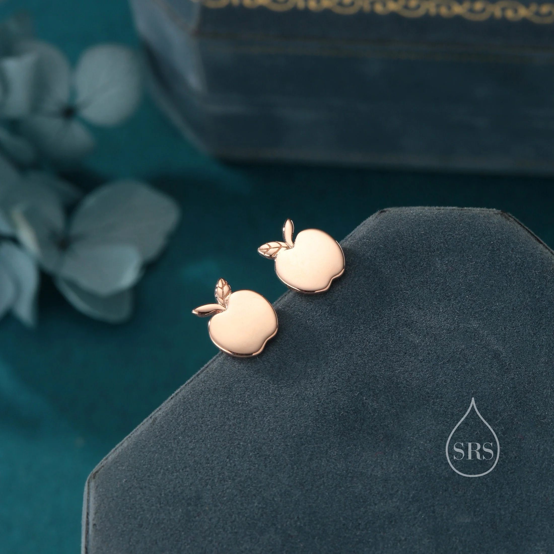 Apple Stud Earrings in Sterling Silver, Silver or Gold or Rose Gold, Tiny and Delicate Apple Earrings - Image 4