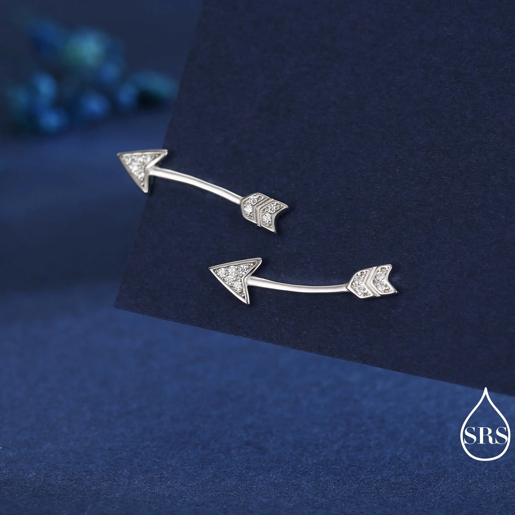 Arrow Crawler Earrings in Sterling Silver with CZ Crystals, Silver or Gold or Rose Gold, CZ Arrow Ear Crawlers, Ear Climbers - Image 2