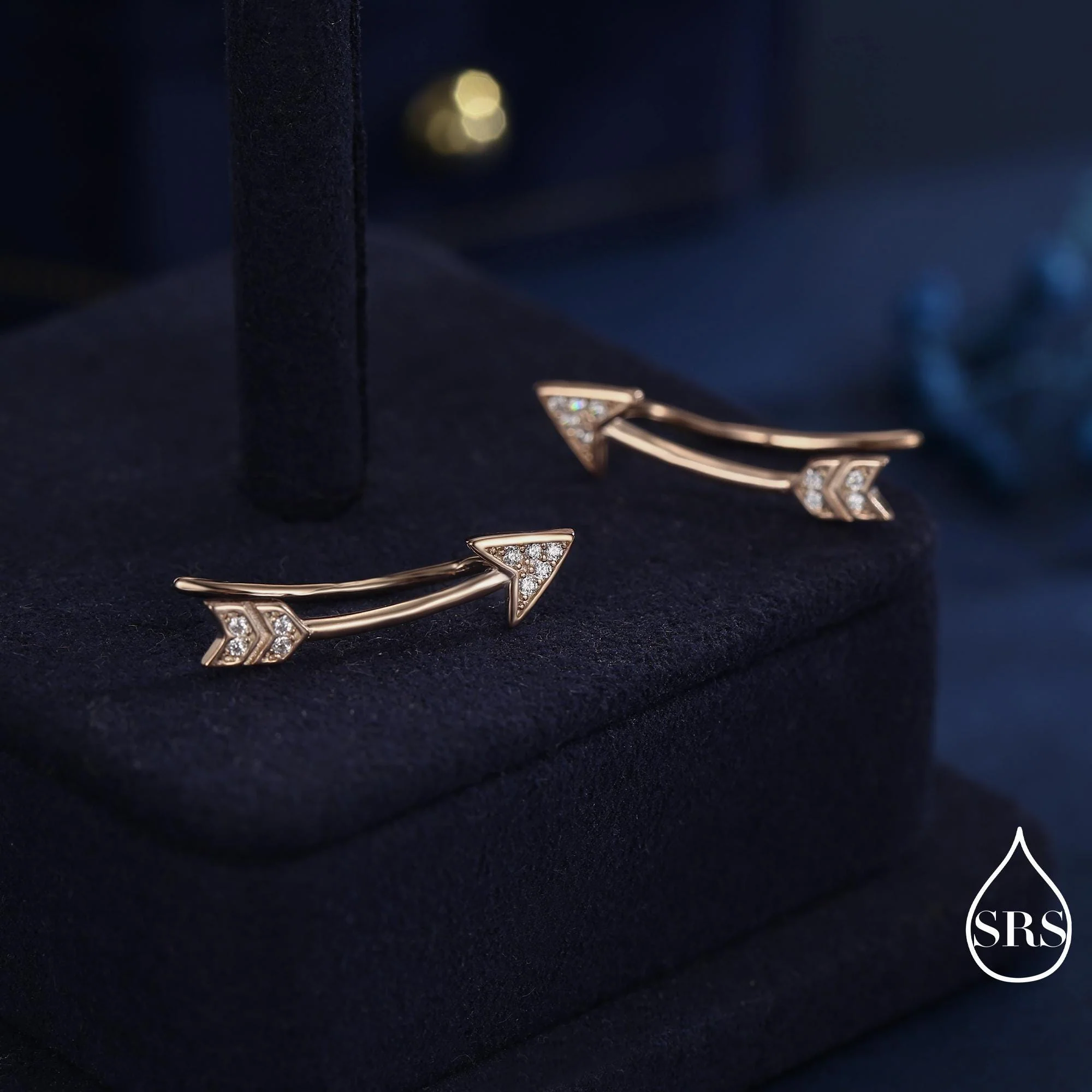 Arrow Crawler Earrings in Sterling Silver with CZ Crystals, Silver or Gold or Rose Gold, CZ Arrow Ear Crawlers, Ear Climbers - Image 6