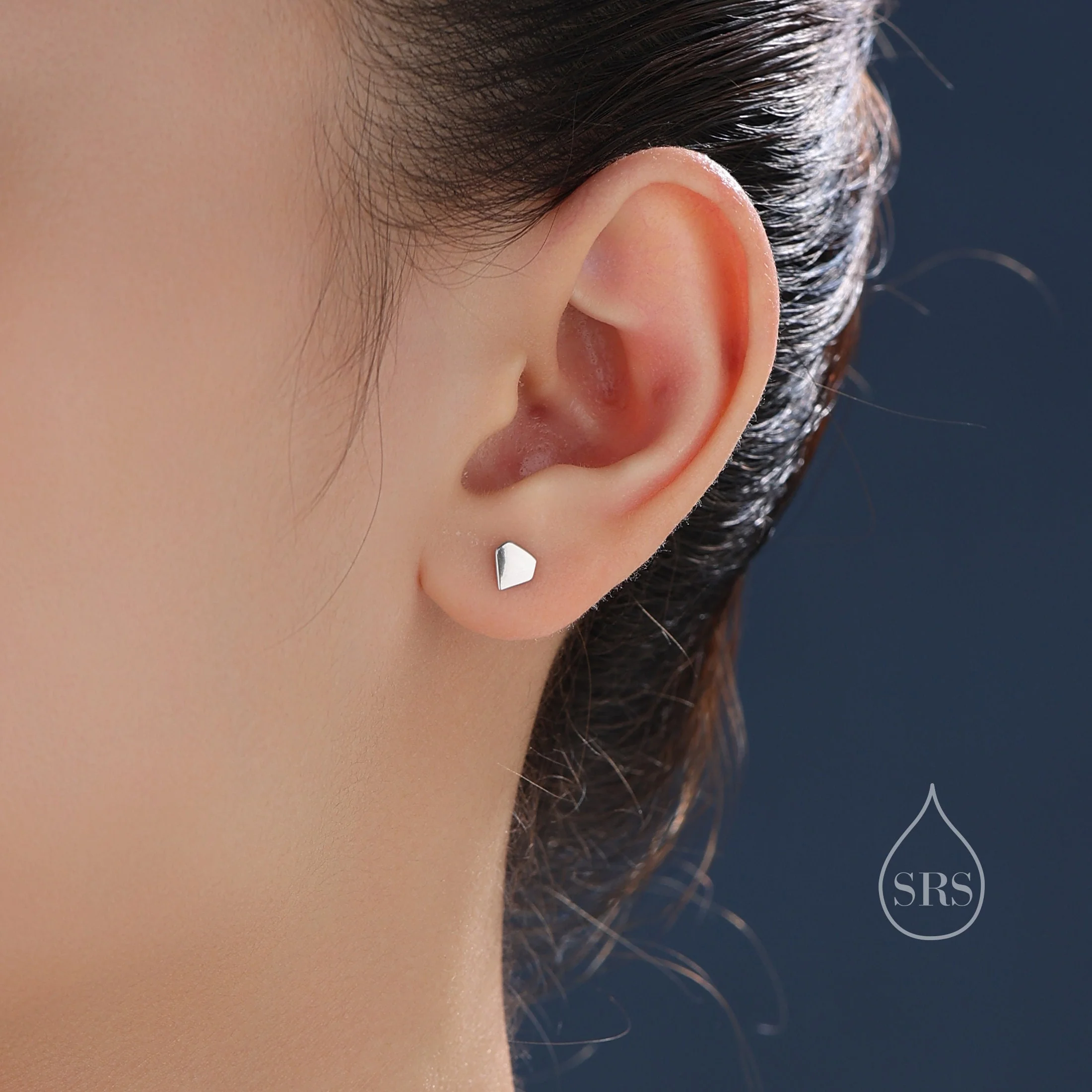 Asymmetric Polygon Stud Earrings in Sterling Silver, Silver or Gold, Mismatched Geometric Minimalist Design - Image 5