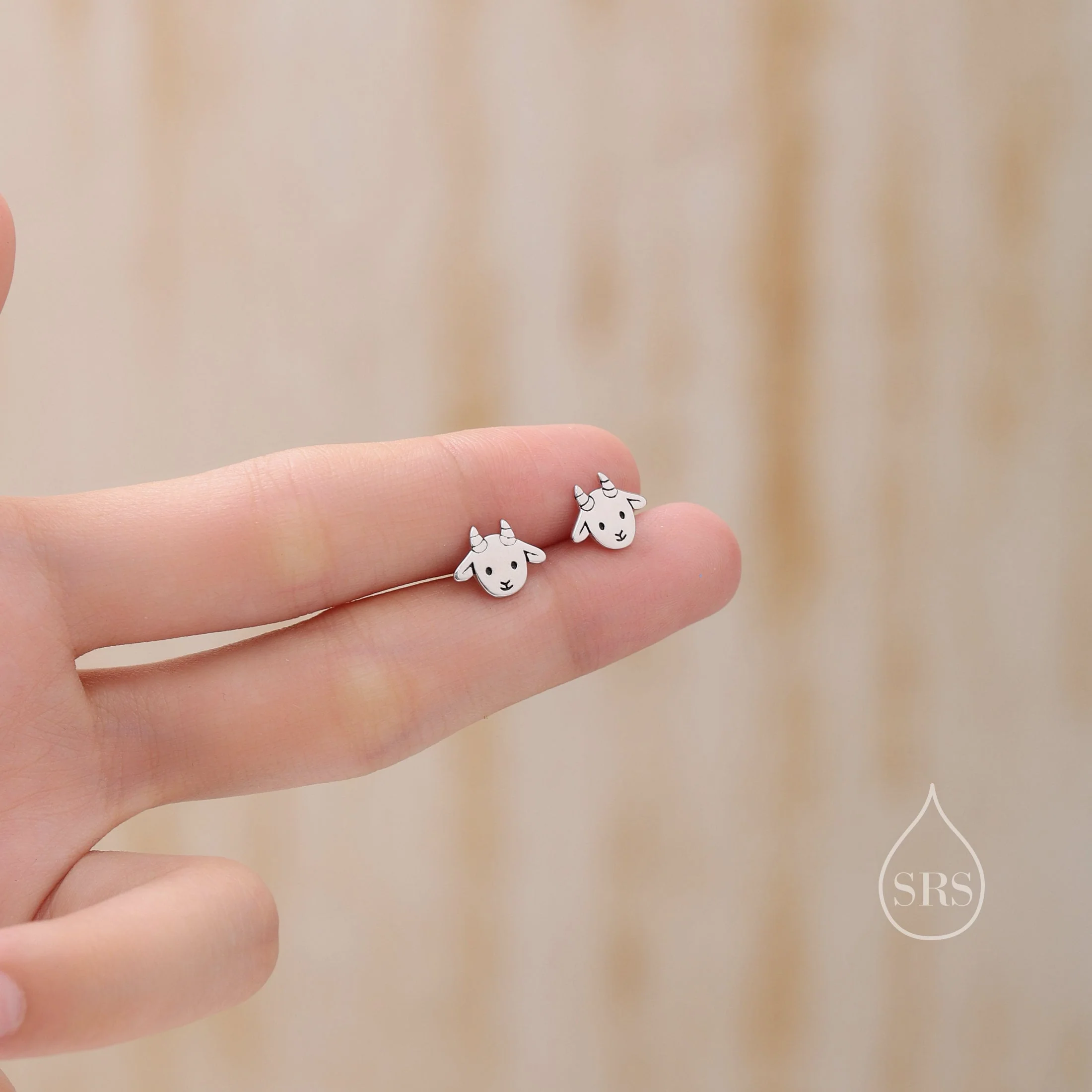 Baby Goat Stud Earrings in Sterling Silver, Silver Gold or Rose Gold, Baby Sheep Stud Earrings, Sheep Earrings, Farm Earrings - Image 2