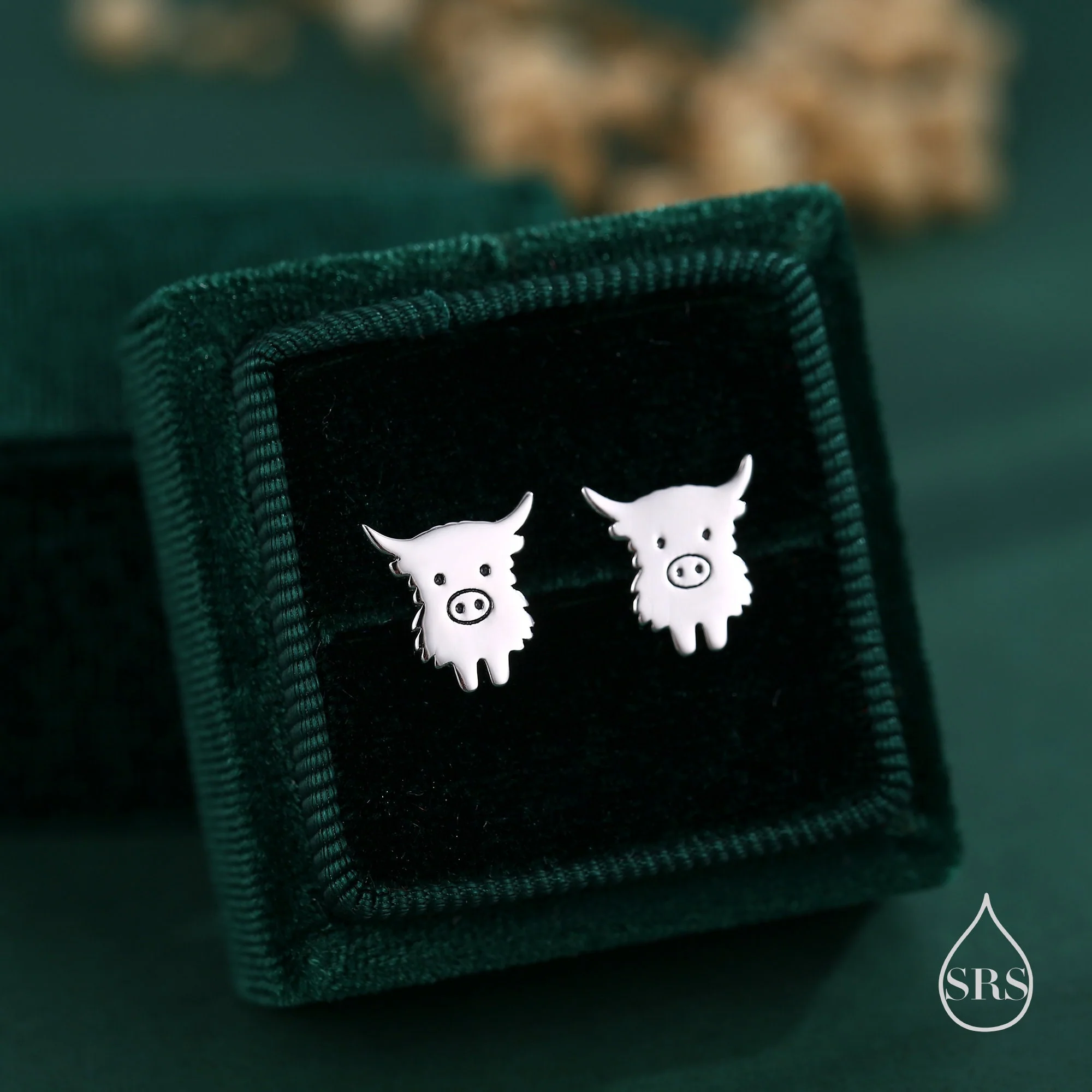 Baby Highland Cow Stud Earrings in Sterling Silver, Silver or Gold or Rose Gold, Cute Bull Earrings, Cow Earrings, Scottish Design - Image 4