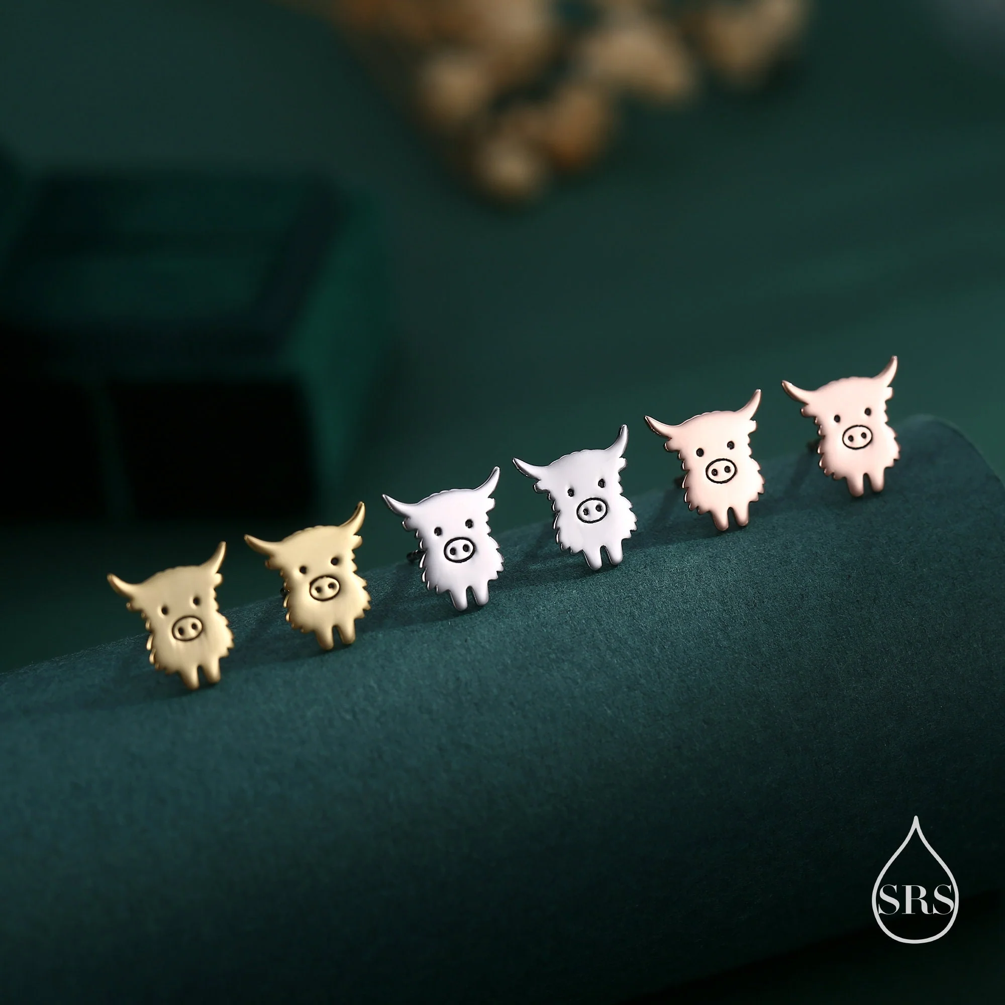 Baby Highland Cow Stud Earrings in Sterling Silver, Silver or Gold or Rose Gold, Cute Bull Earrings, Cow Earrings, Scottish Design - Image 6