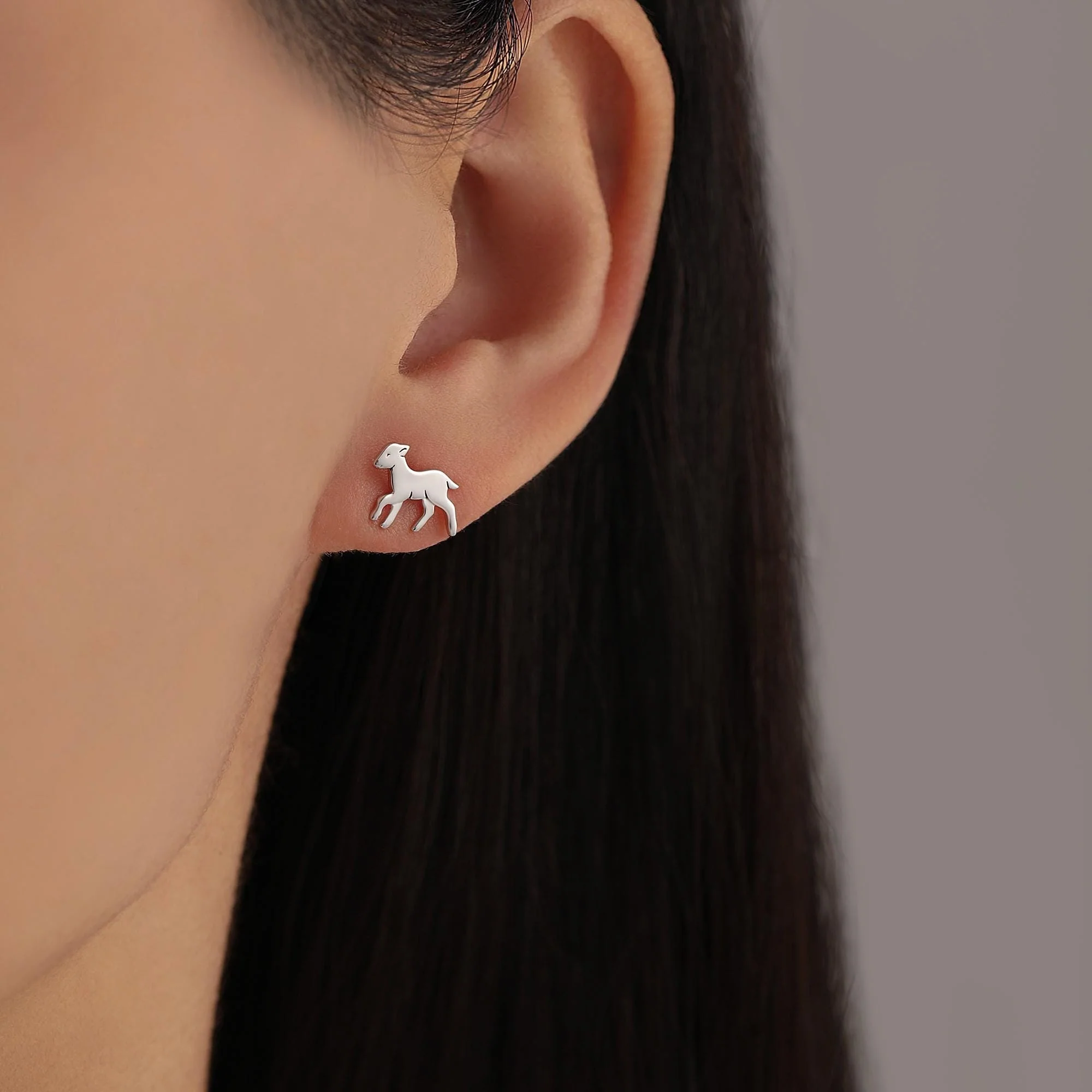 Baby Lamb stud earrings in Sterling Silver, Sheep Earrings, also in Gold or Rose Gold Finish, Nature Inspired, Pet Lover - Image 3