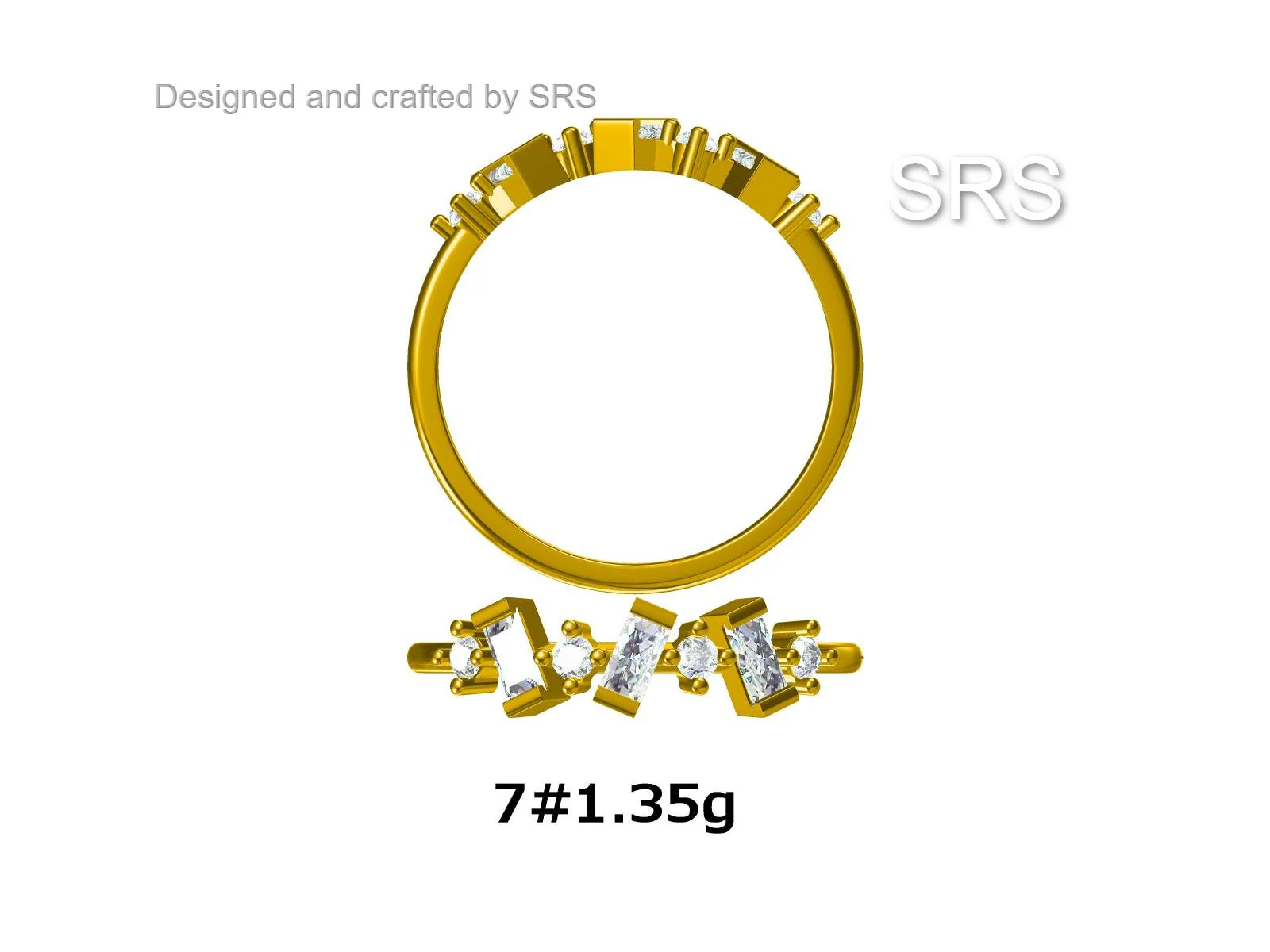 Baguette CZ Cluster Ring in Sterling Silver, Silver or Gold, Organic Shape CZ Ring, US 5 - 8 - Image 8