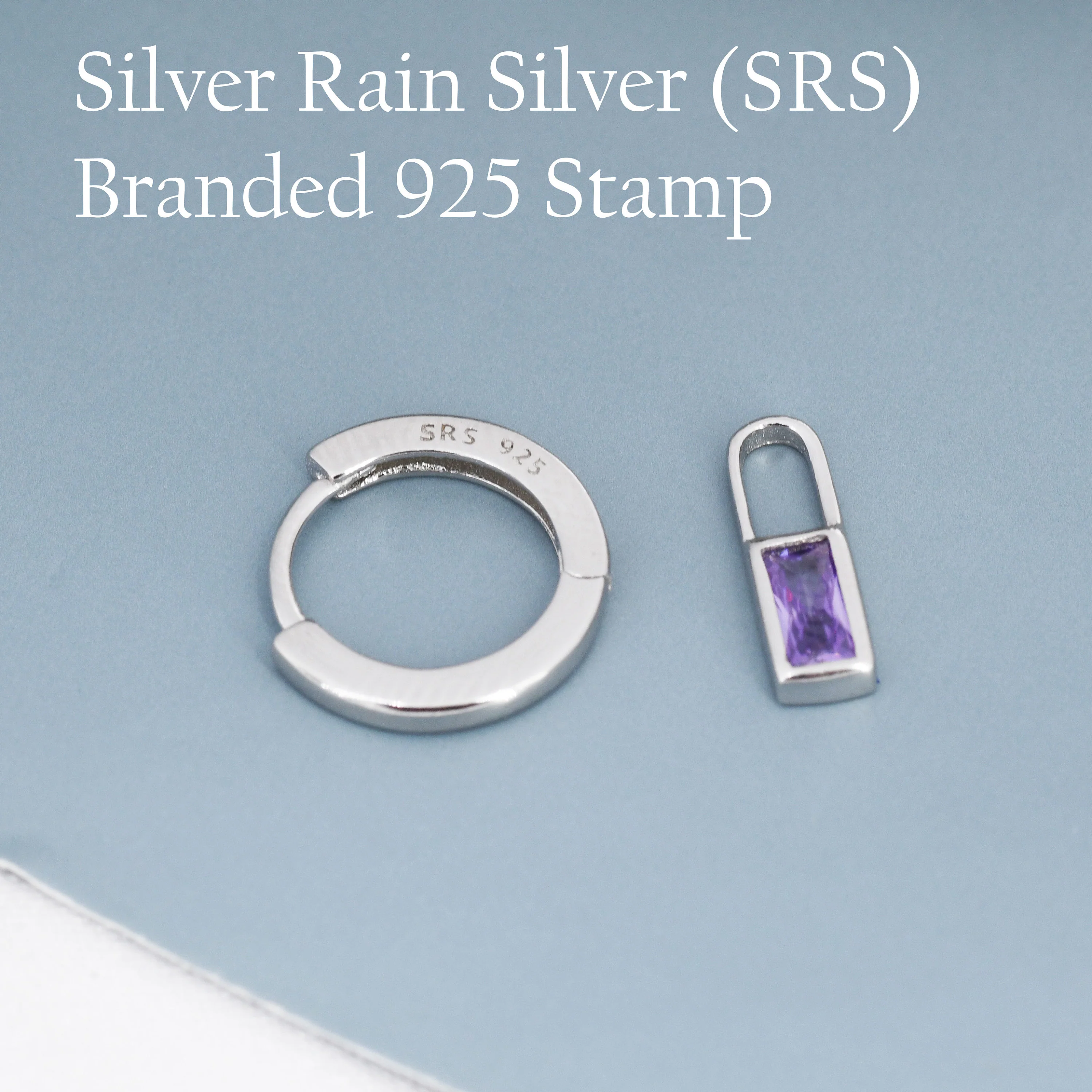 Baguette CZ Huggie Hoop in Sterling Silver, Silver or Gold, Diamond CZ Minimalist Hoop Earrings, Detachable and Interchangeable, - Image 9