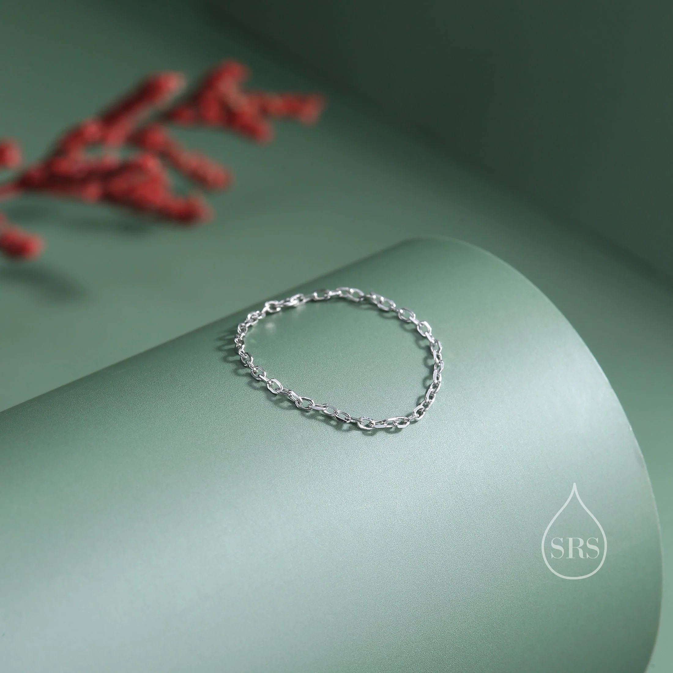 Barely There Chain Ring in Sterling Silver, Dainty Simple Delicate Ring , Thin Ring, Barely Visible Ring, Soft Chain Ring - Image 2