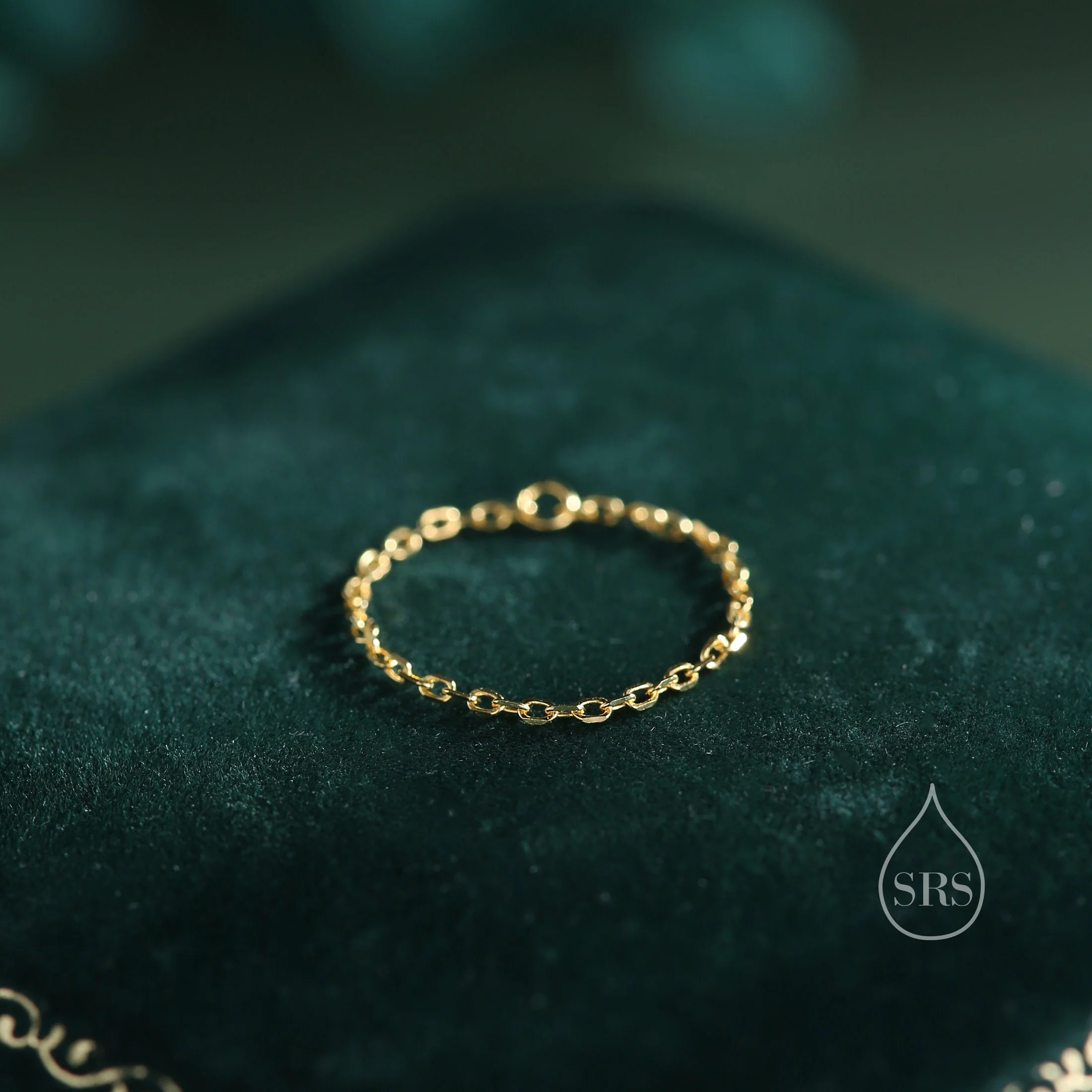 Barely There Chain Ring in Sterling Silver, Dainty Simple Delicate Ring , Thin Ring, Barely Visible Ring, Soft Chain Ring - Image 3
