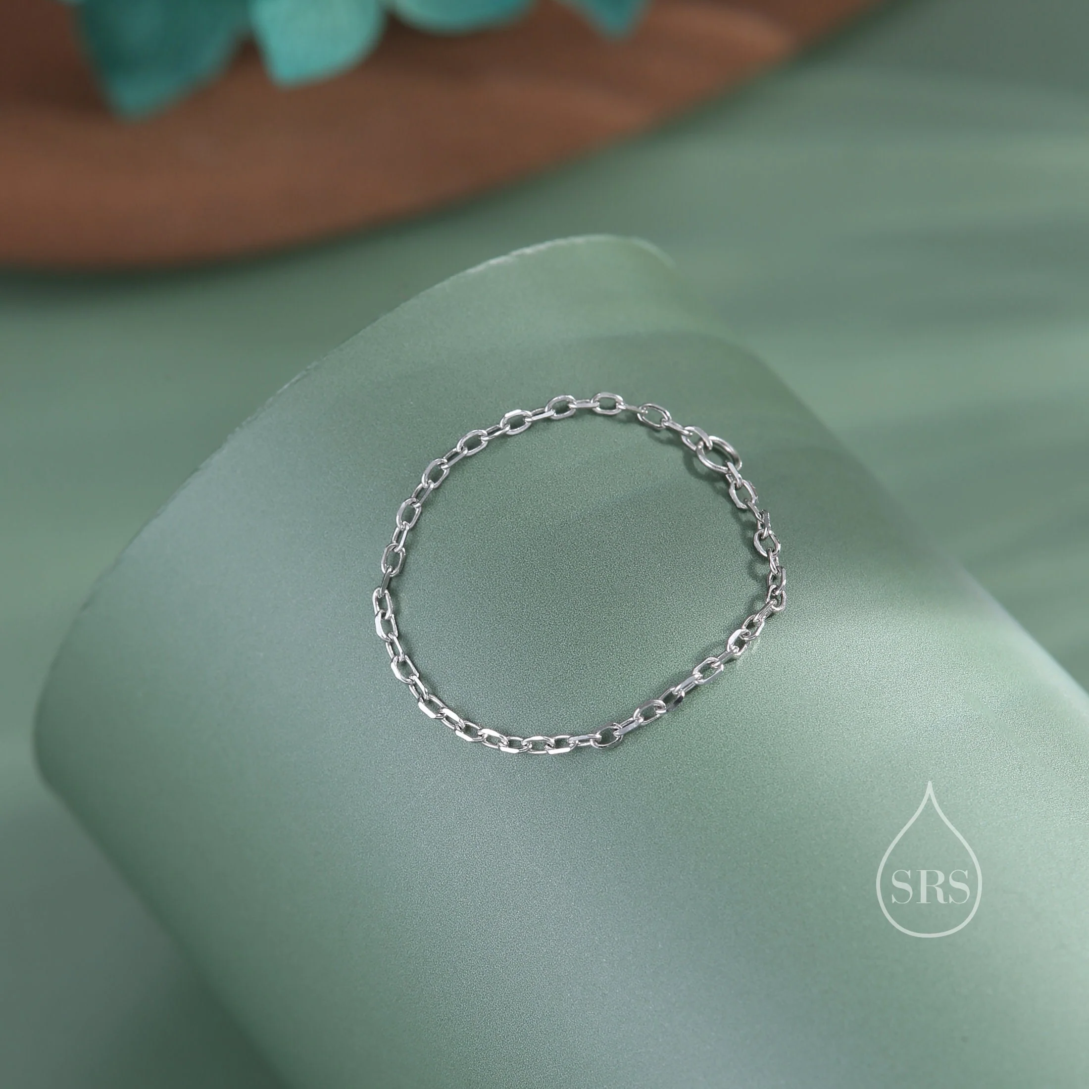 Barely There Chain Ring in Sterling Silver, Dainty Simple Delicate Ring , Thin Ring, Barely Visible Ring, Soft Chain Ring - Image 5