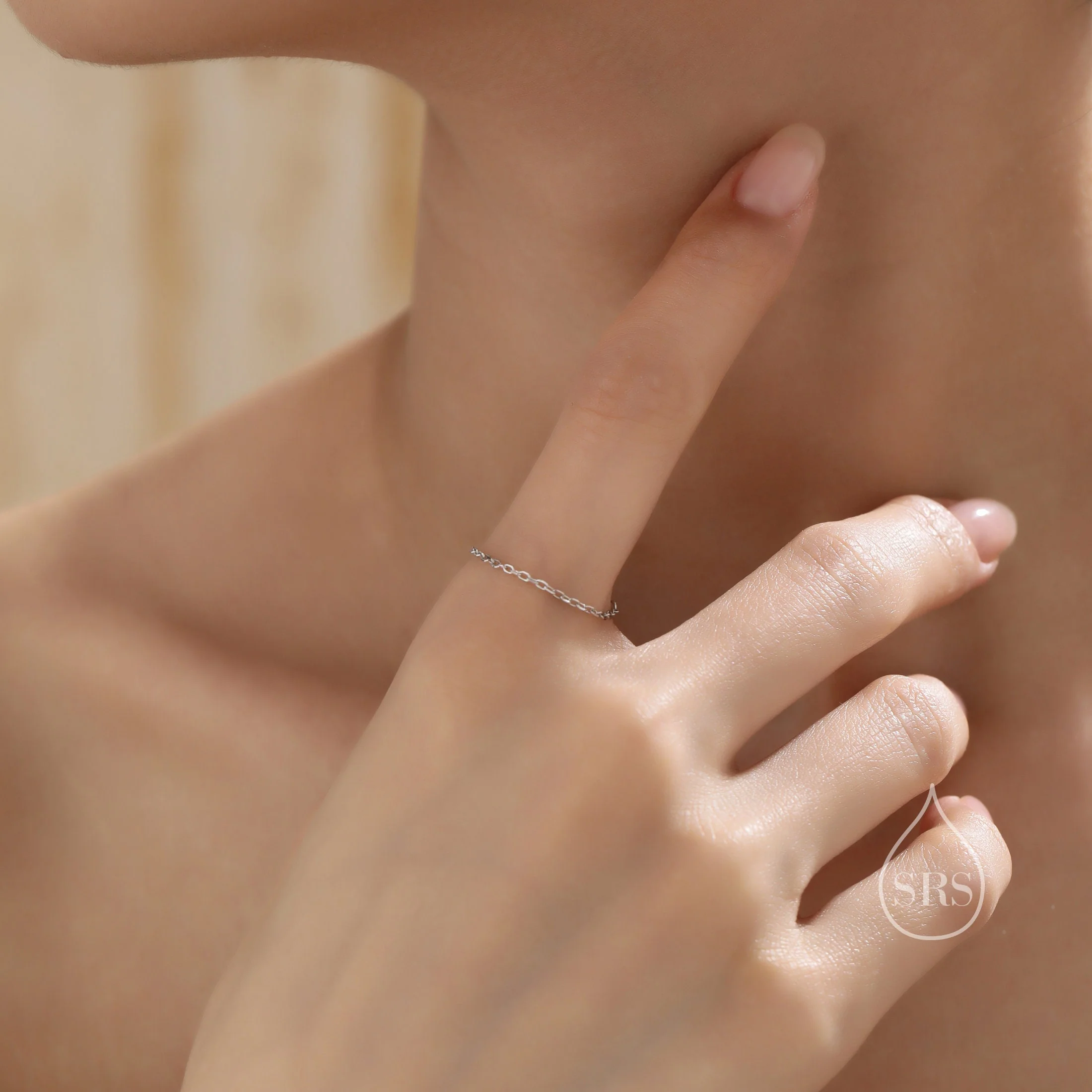 Barely There Chain Ring in Sterling Silver, Dainty Simple Delicate Ring , Thin Ring, Barely Visible Ring, Soft Chain Ring - Image 7