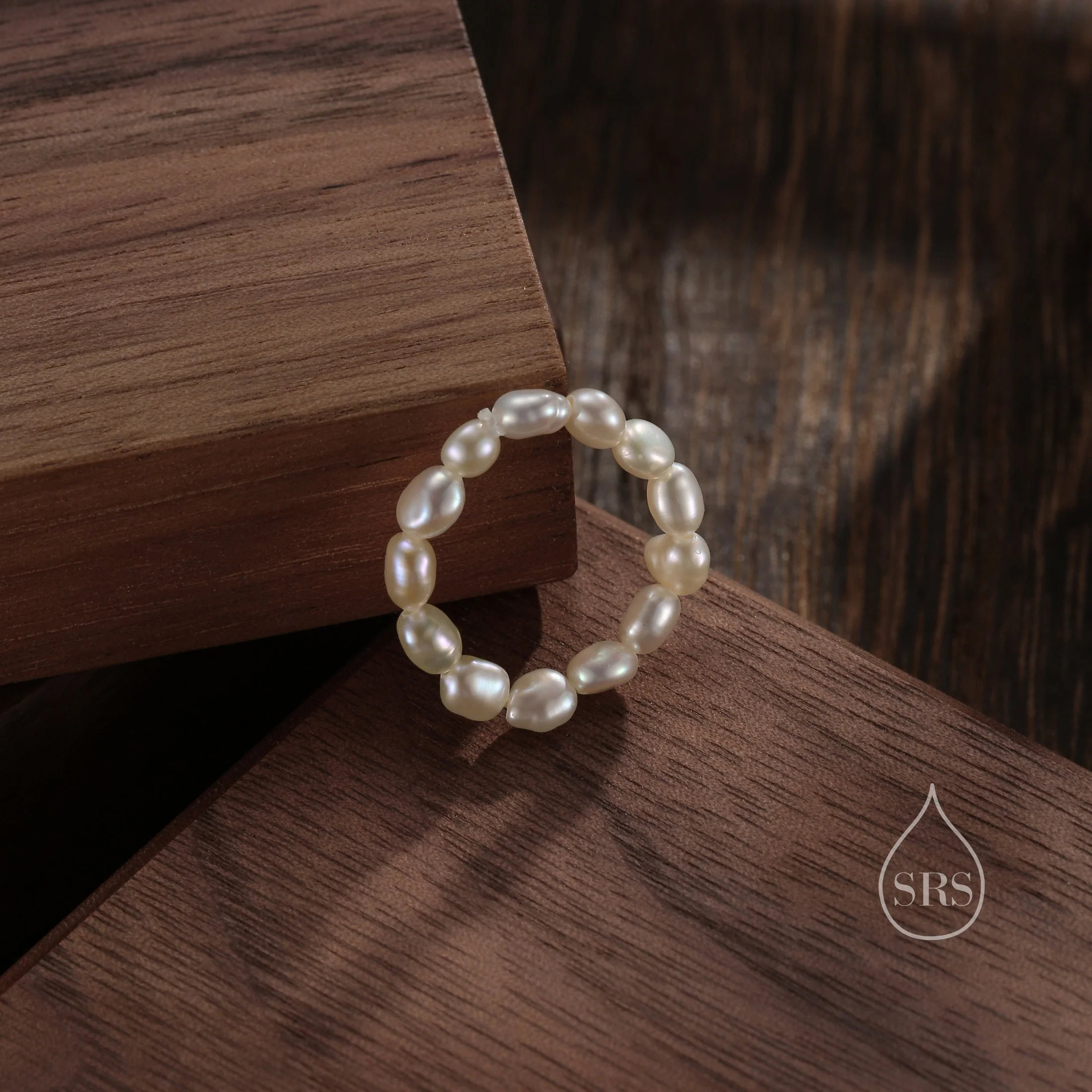 Baroque Pearl Elastic Ring, Genuine Fresh Water Pearls, Natural Pearl Ring, Keshi Pearl Ring, Infinity Ring - Image 7