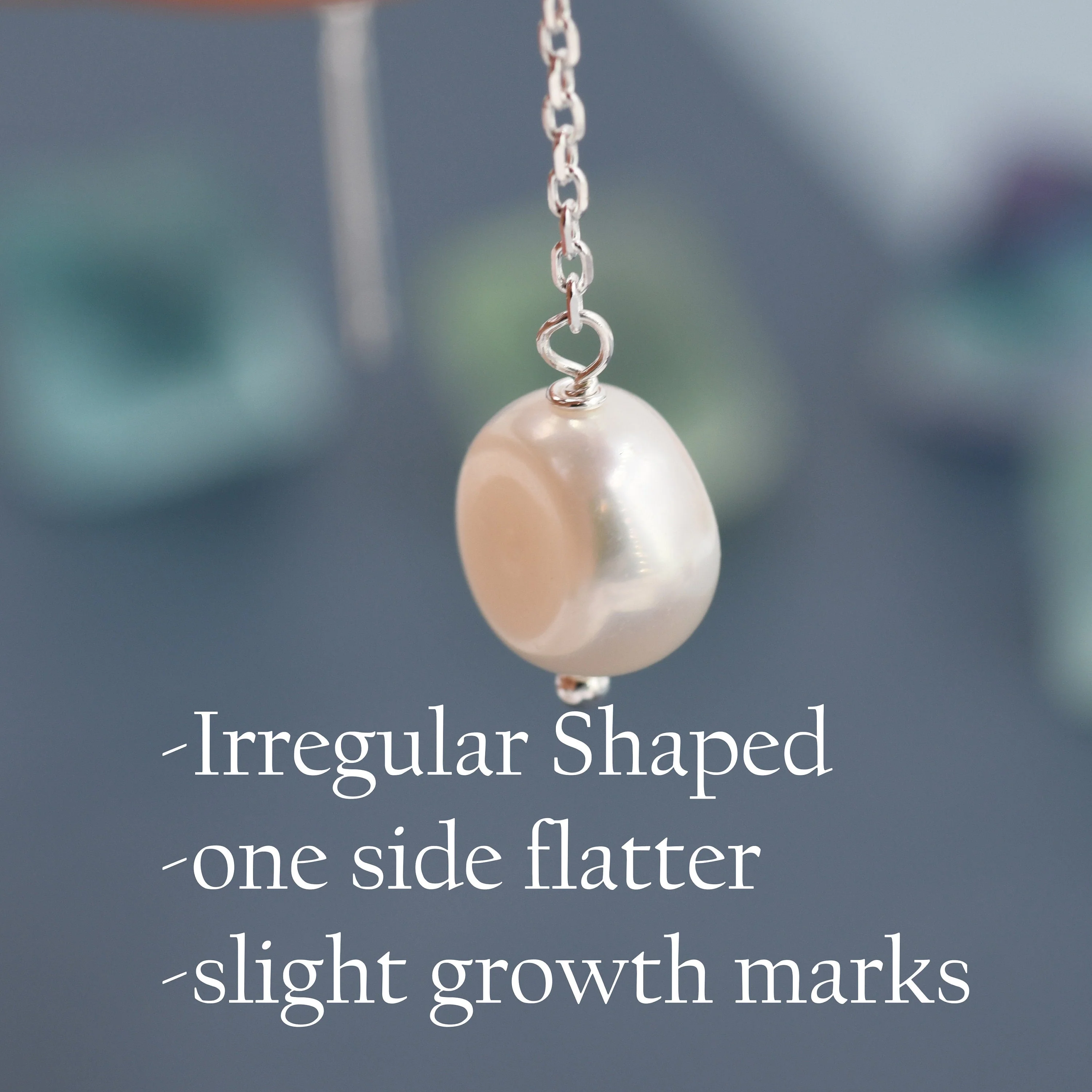 Baroque Pearl Threader Earrings in Sterling Silver, 9cm Long Ear Threaders, Natural Freshwater Pearls, Drop Ear Threaders, - Image 6