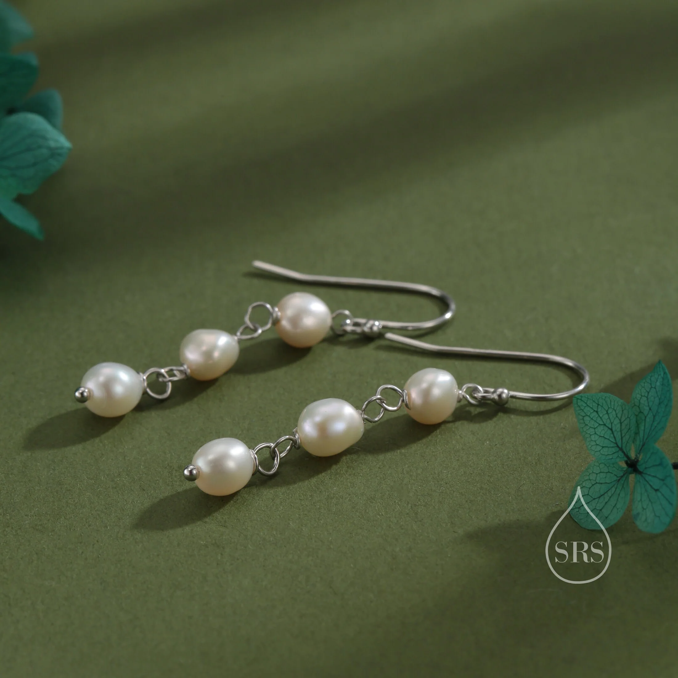 Baroque Pearl Trio Drop Hook Earrings in Sterling Silver, Silver or Gold, Irregular Shape Pearl Drop Earrings, Natural Freshwater Pearls - Image 7