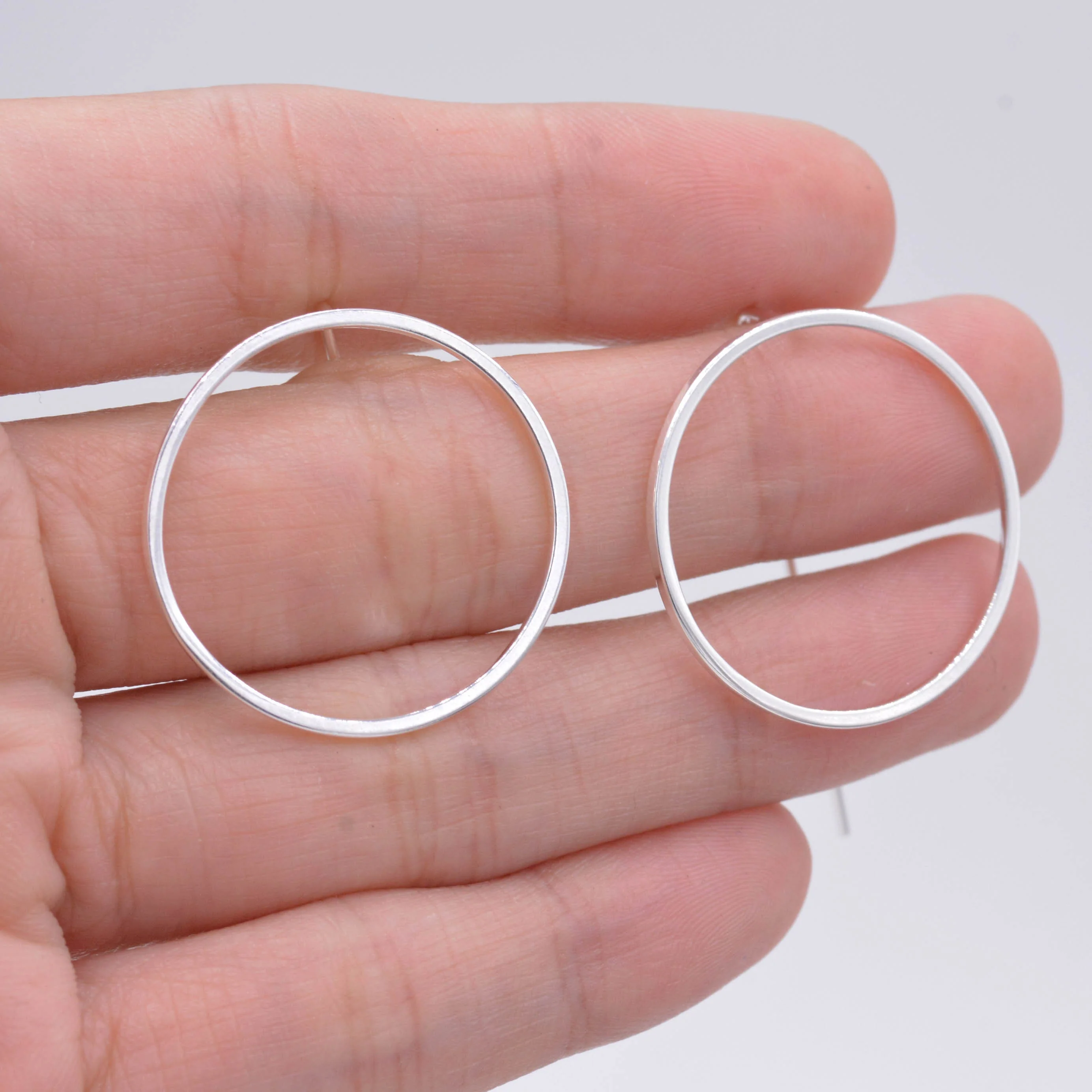 Beautiful Large Circle Ear Jacket Earrings in Sterling Silver, Silver, Gold or Rose Gold, Minimalist Geometric Design, Open Circle Geometry - Image 2